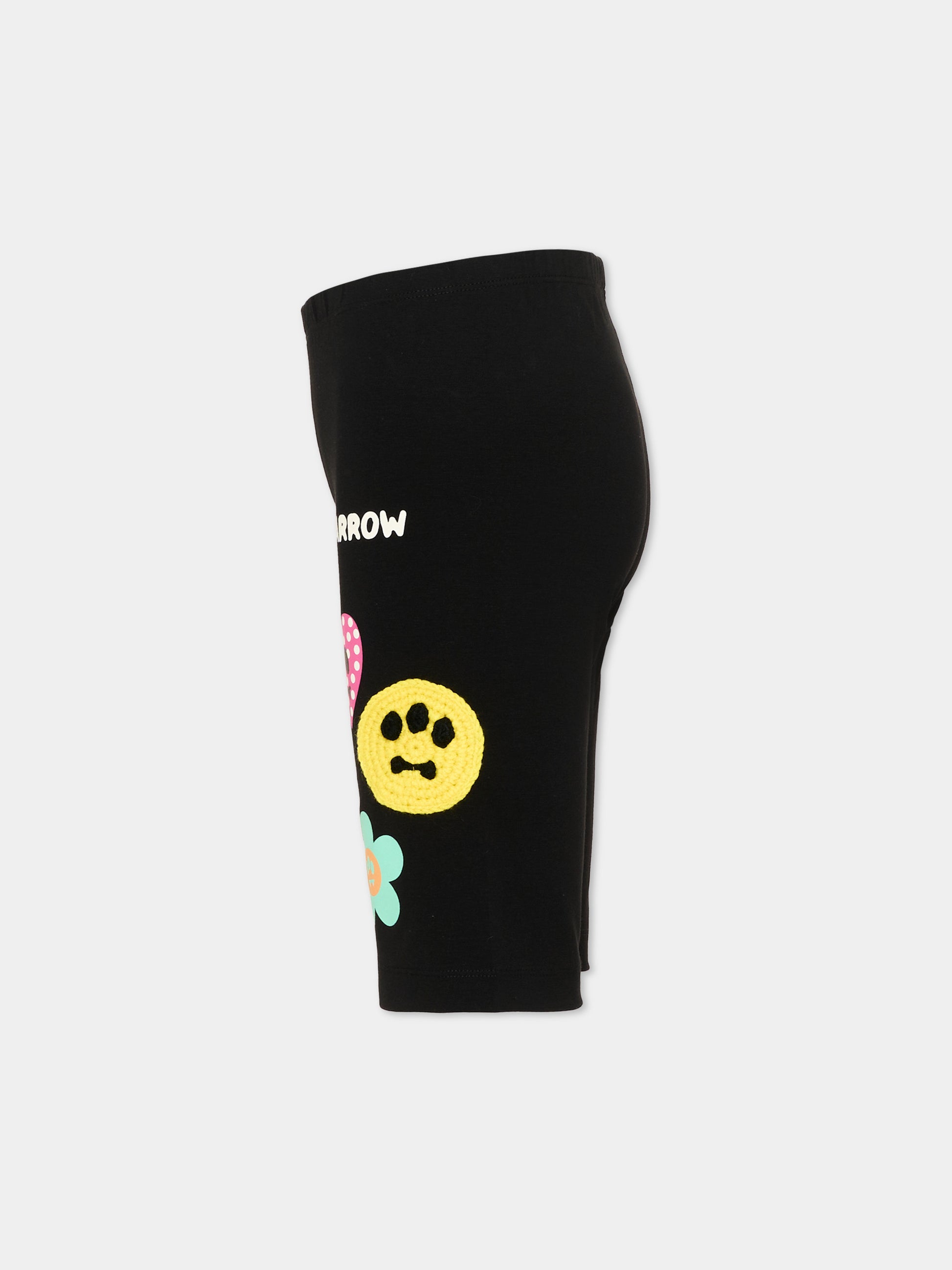 Shorts sportivi neri per bambina con smile,Barrow,S6BKJGCI144 110