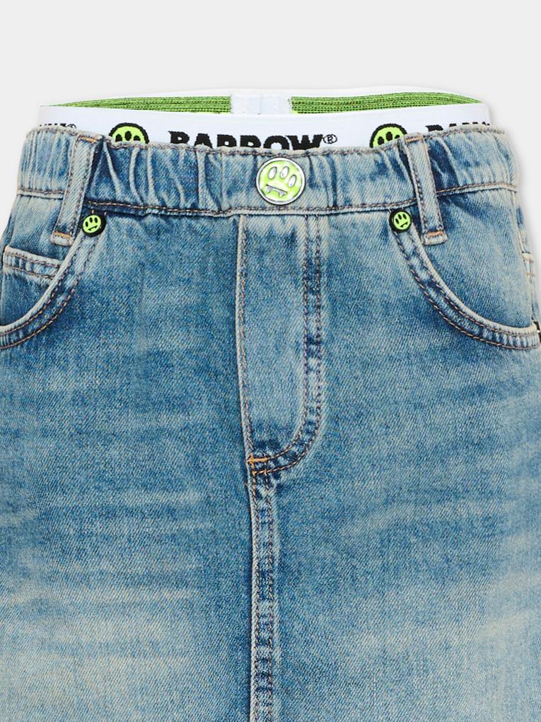 Gonna denim per bambina con logo fluo,Barrow,S6BKJGSK112 126
