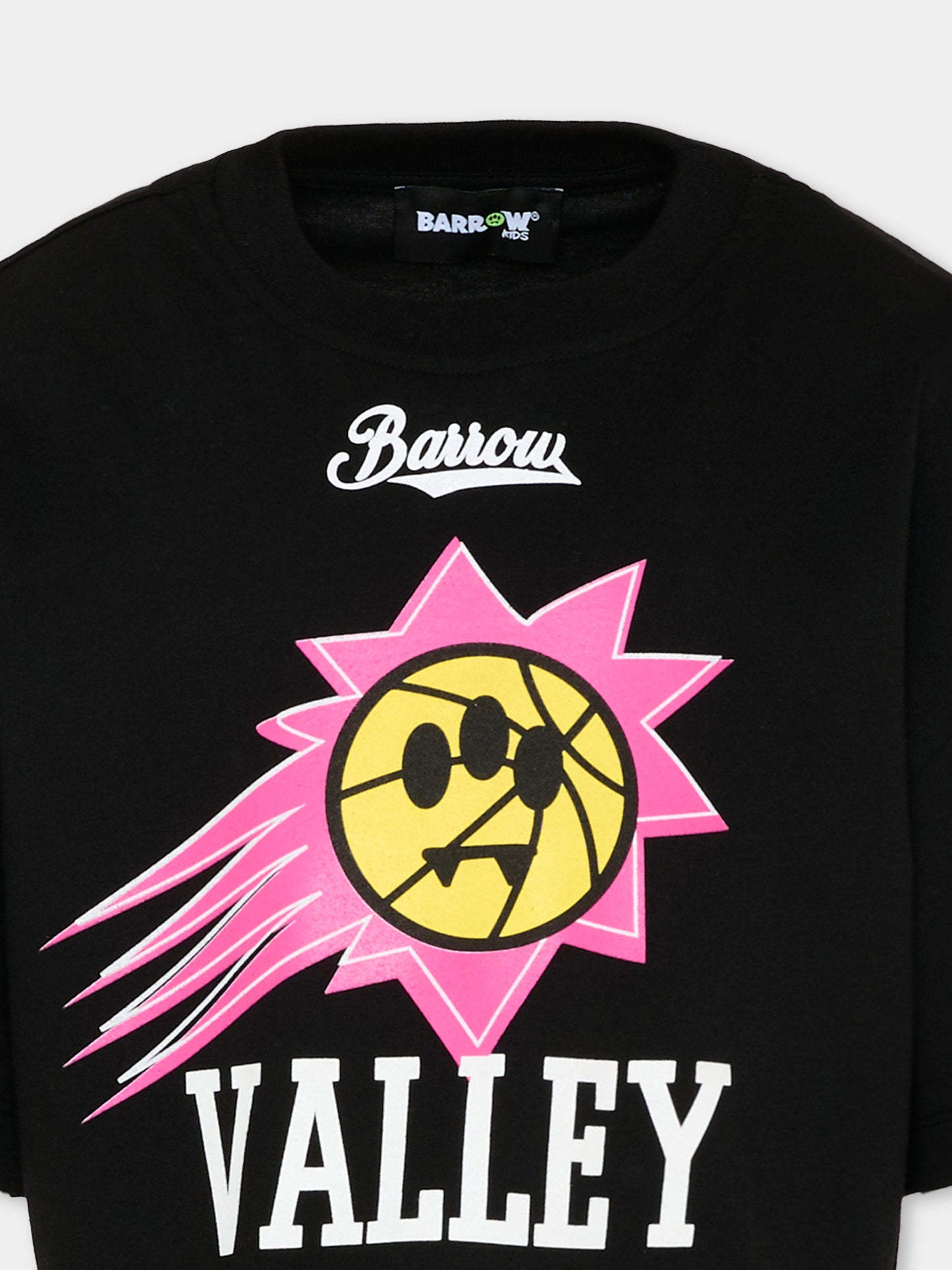 T-Shirt nera per bambina con logo,Barrow,S6BKJGTH139 110