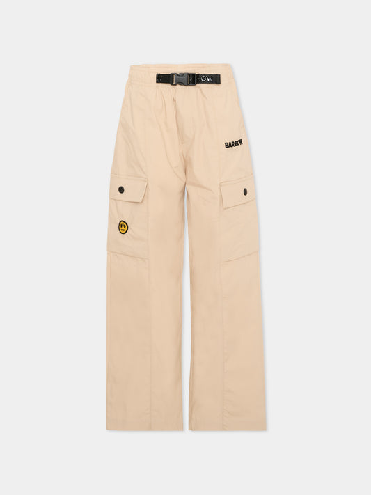 Pantaloni beige per bambino cargo logo,Barrow,S6BKJUPA037 092