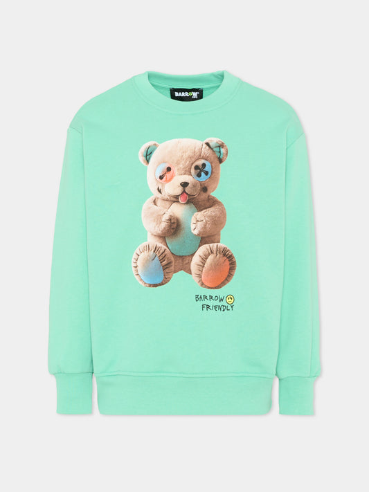 Felpa verde per bambini con orsetto,Barrow,S6BKJUSW005 087