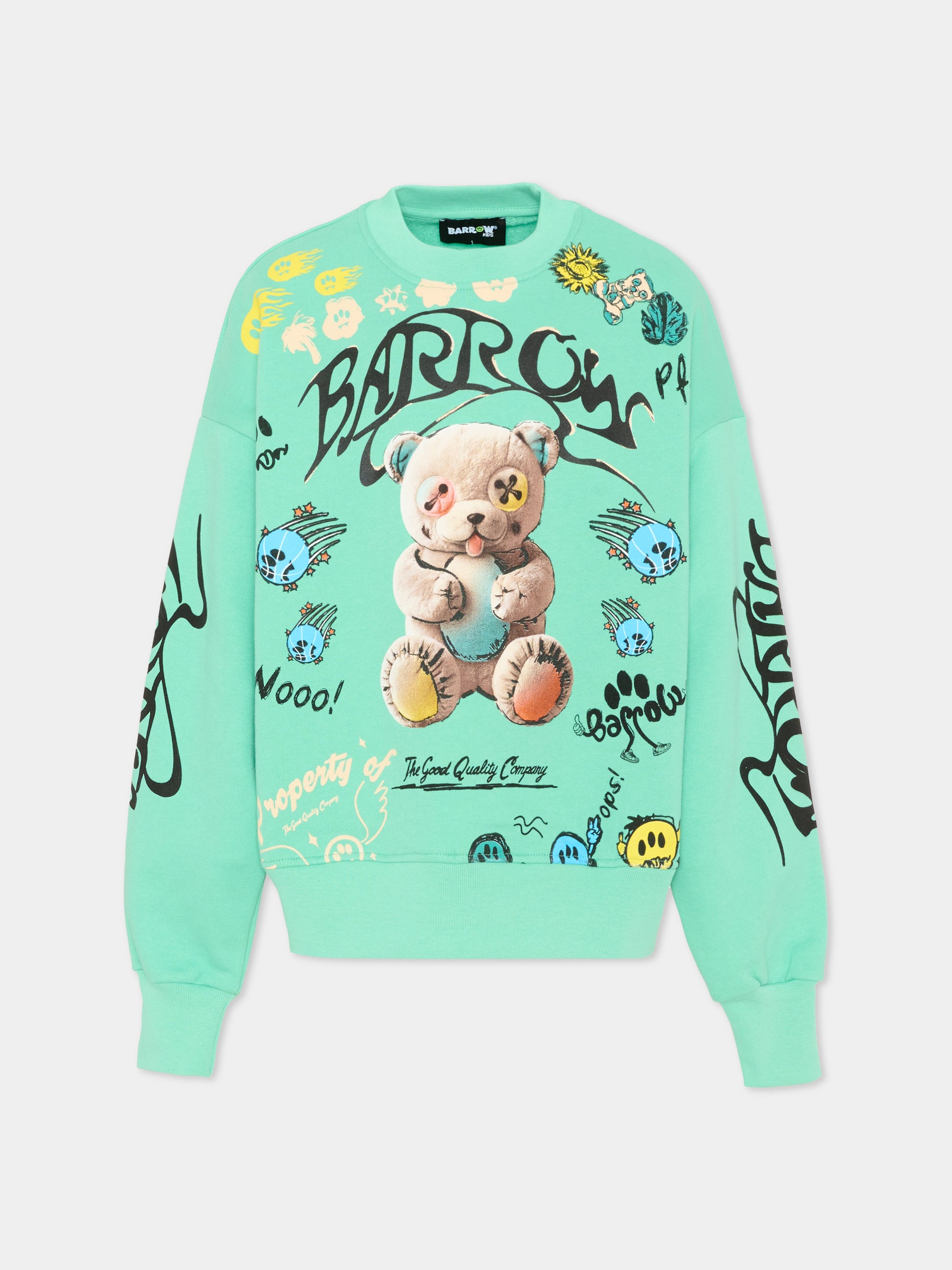 Felpa verde per bambini con stampa orsetto,Barrow,S6BKJUSW078 087