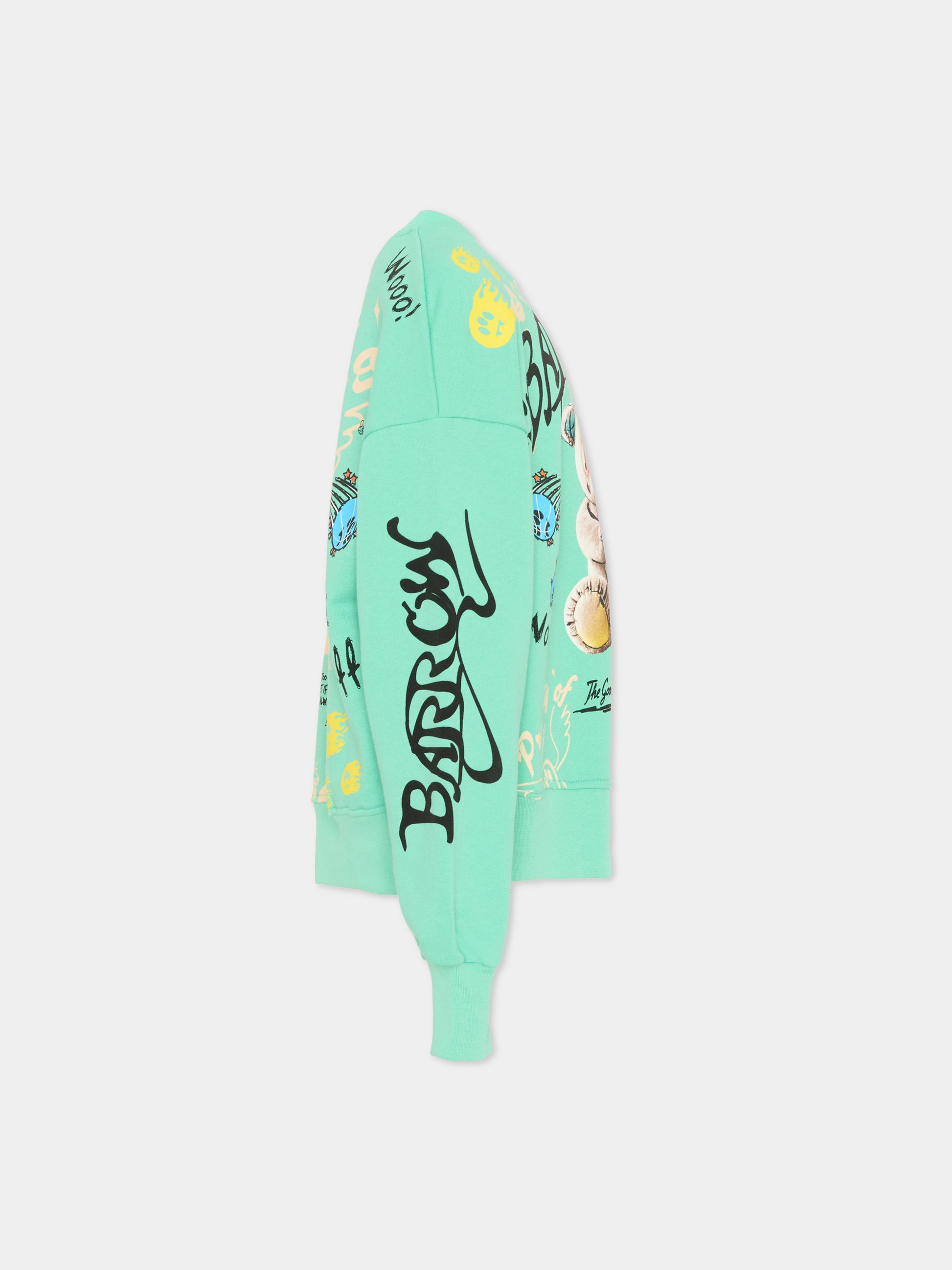 Felpa verde per bambini con stampa orsetto,Barrow,S6BKJUSW078 087