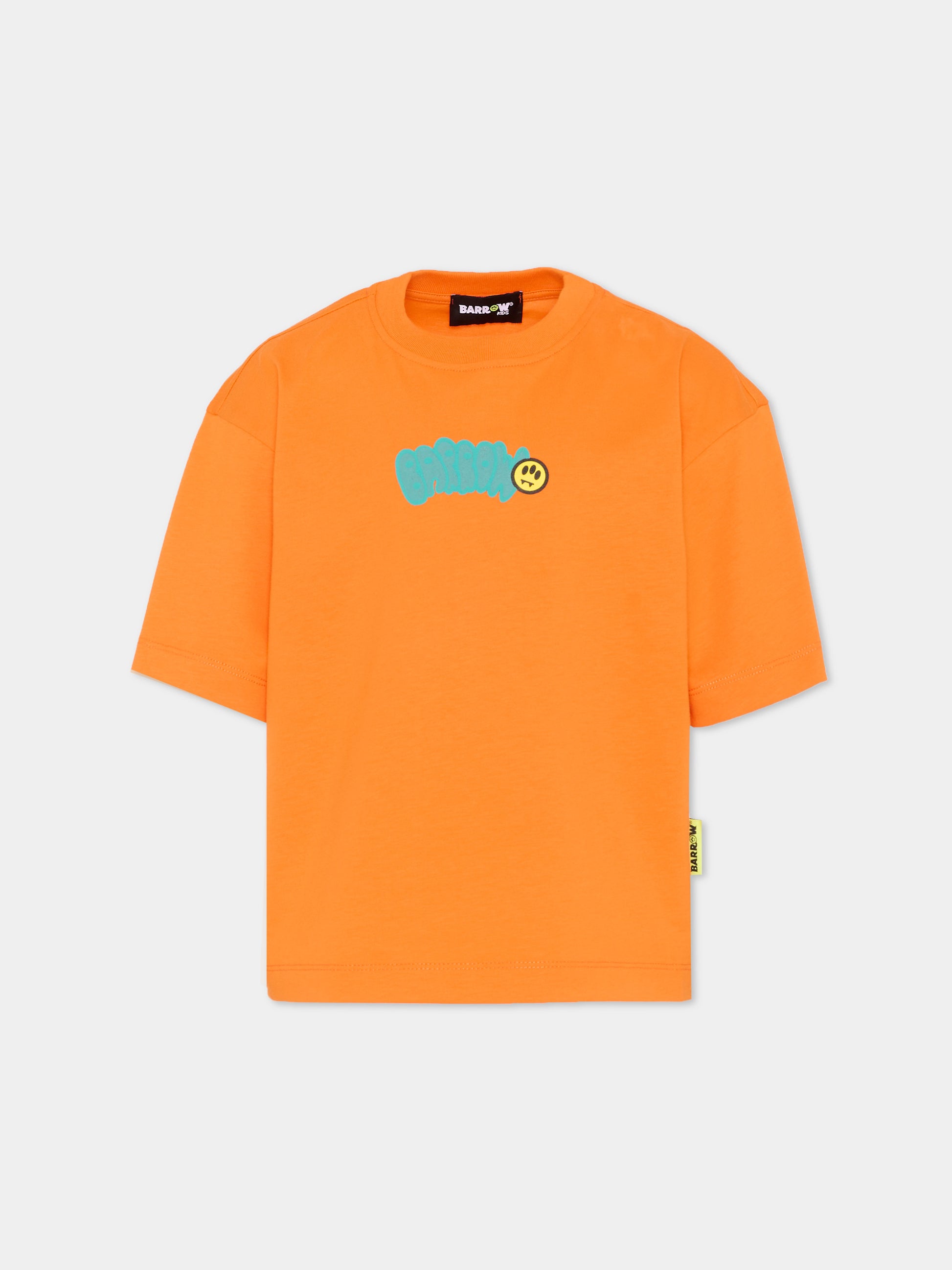 T-Shirt arancione per bambini con logo,Barrow,S6BKJUTH007 BW315