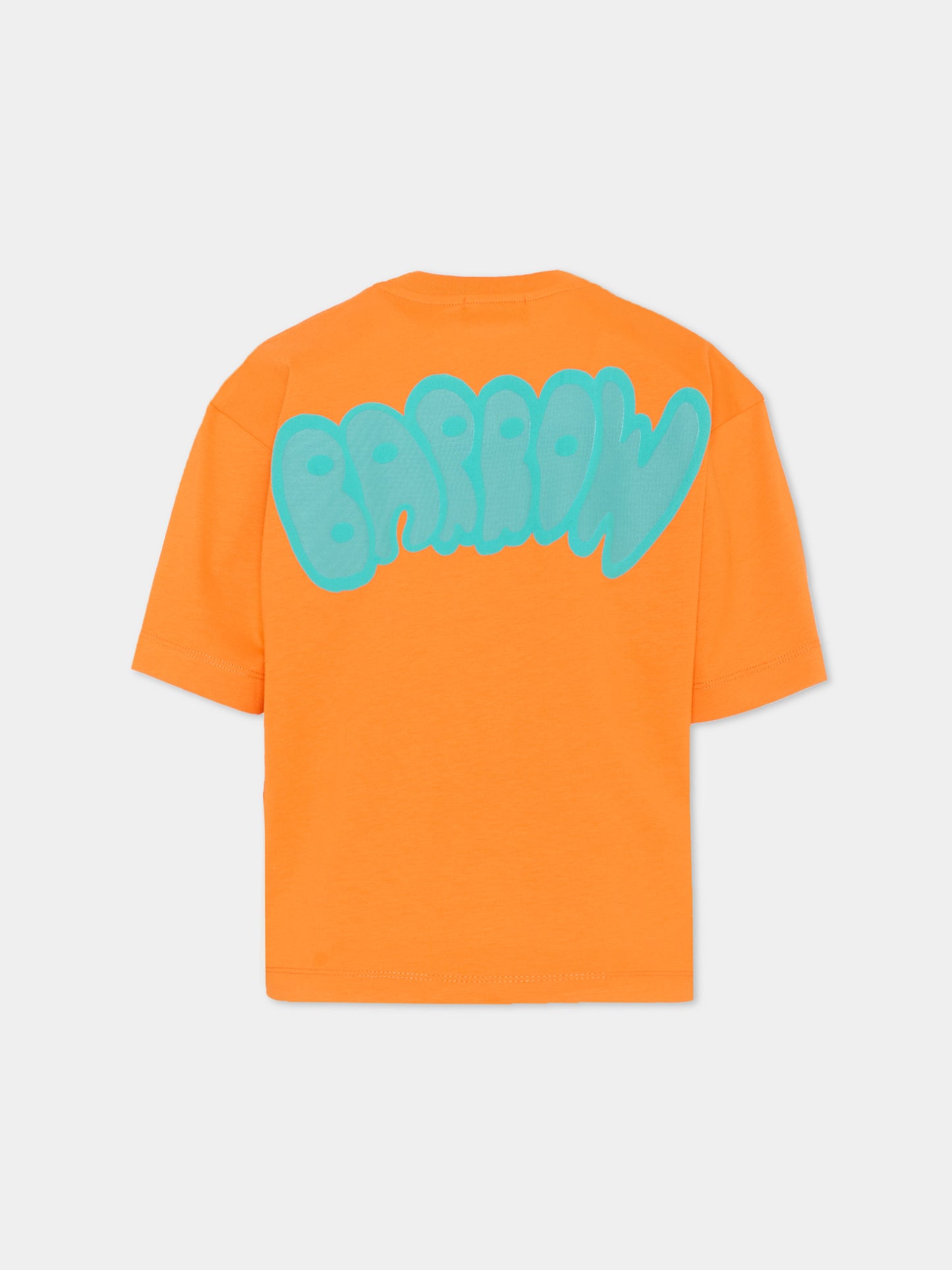 T-Shirt arancione per bambini con logo,Barrow,S6BKJUTH007 BW315