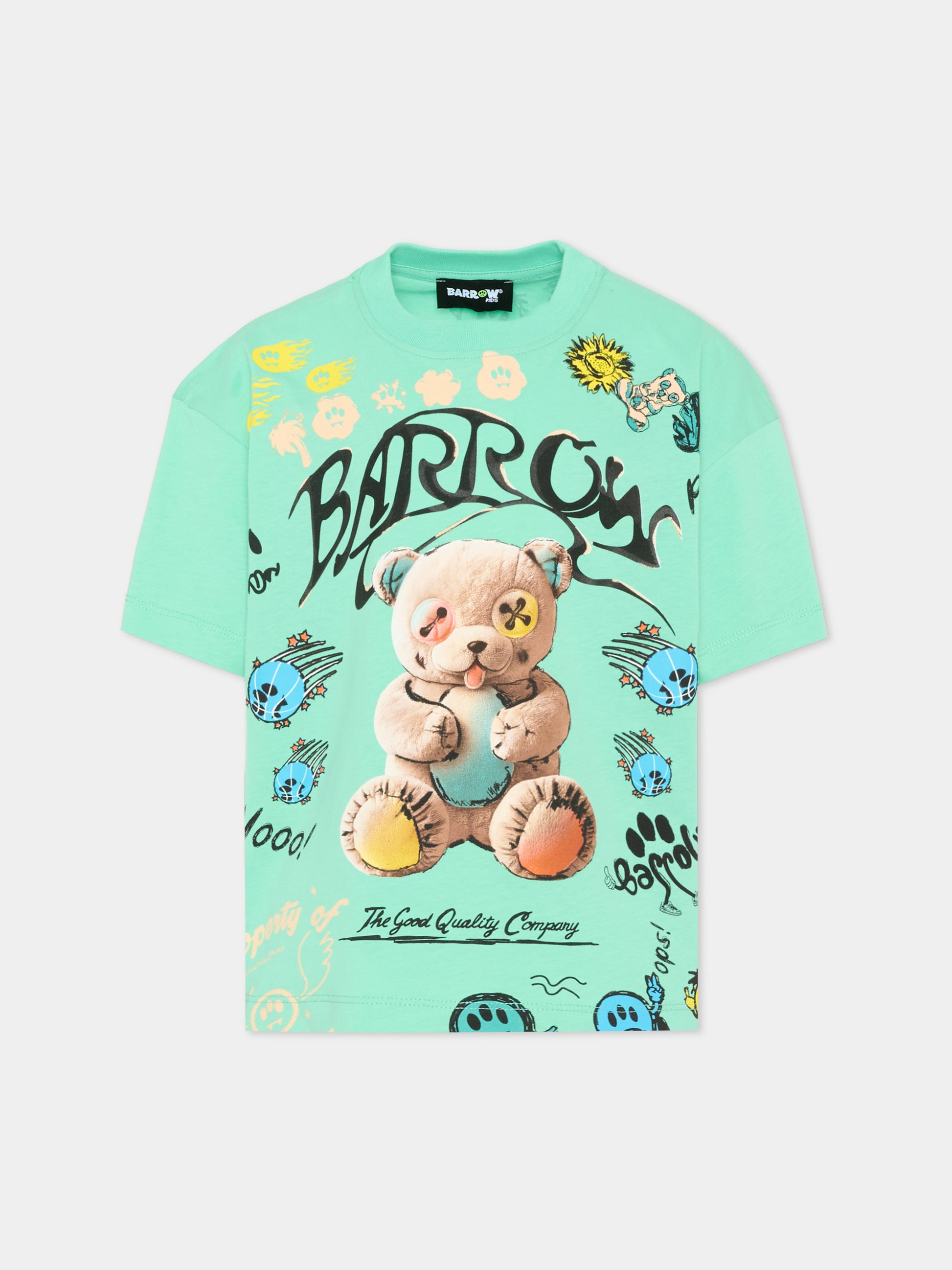 T-Shirt verde per bambini con Teddy Bear,Barrow,S6BKJUTH076 087