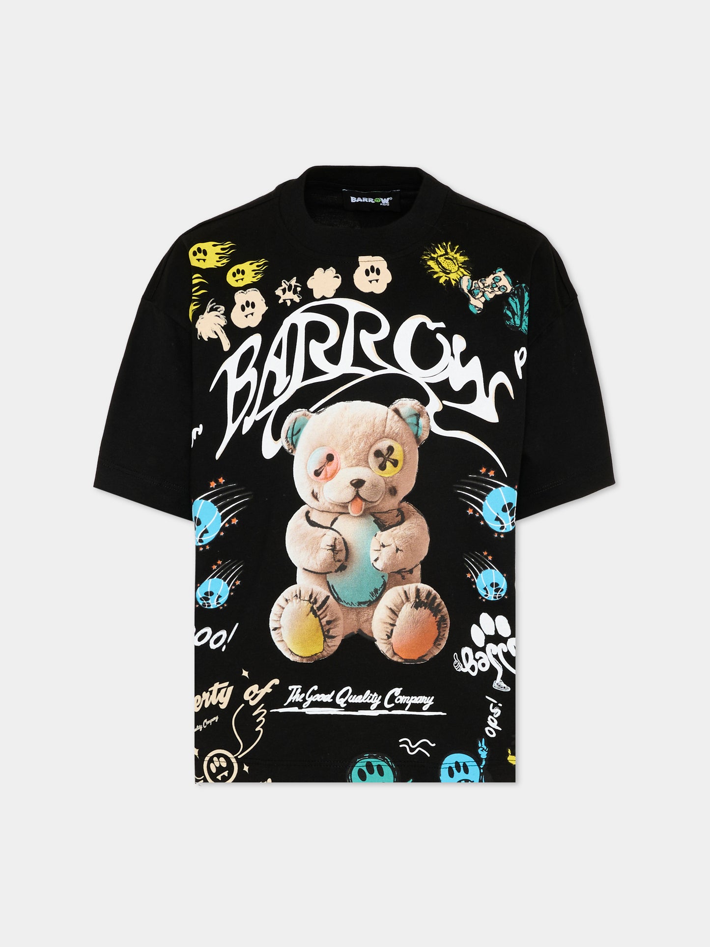 T-Shirt nera Barrow per bambini con stampa,Barrow,S6BKJUTH076 110