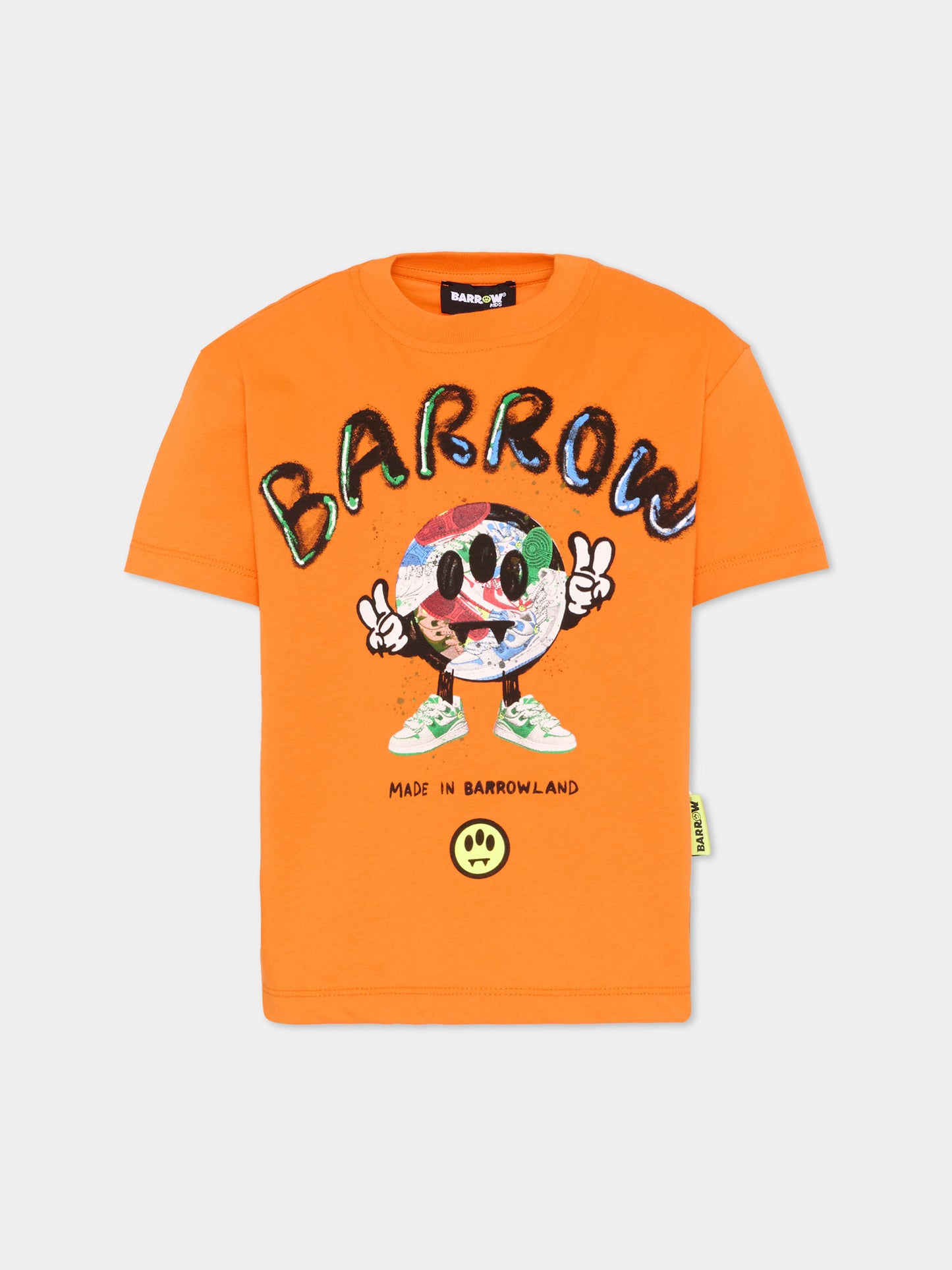 T-Shirt arancione per bambino con logo,Barrow,S6BKJUTH094 BW315