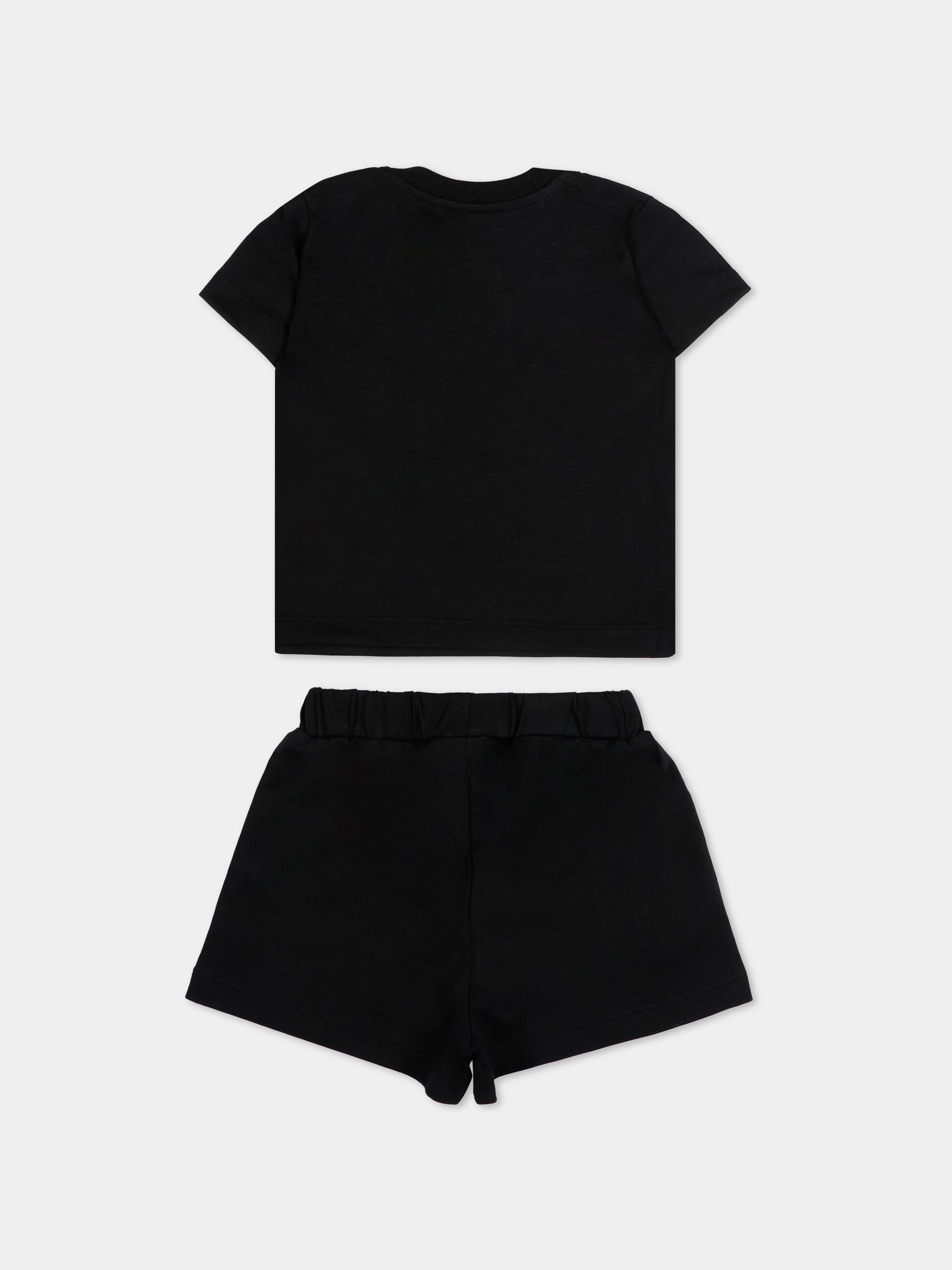 Completo sportivo nero per neonata con stampe pop,Barrow,S6BKNGTR198 110