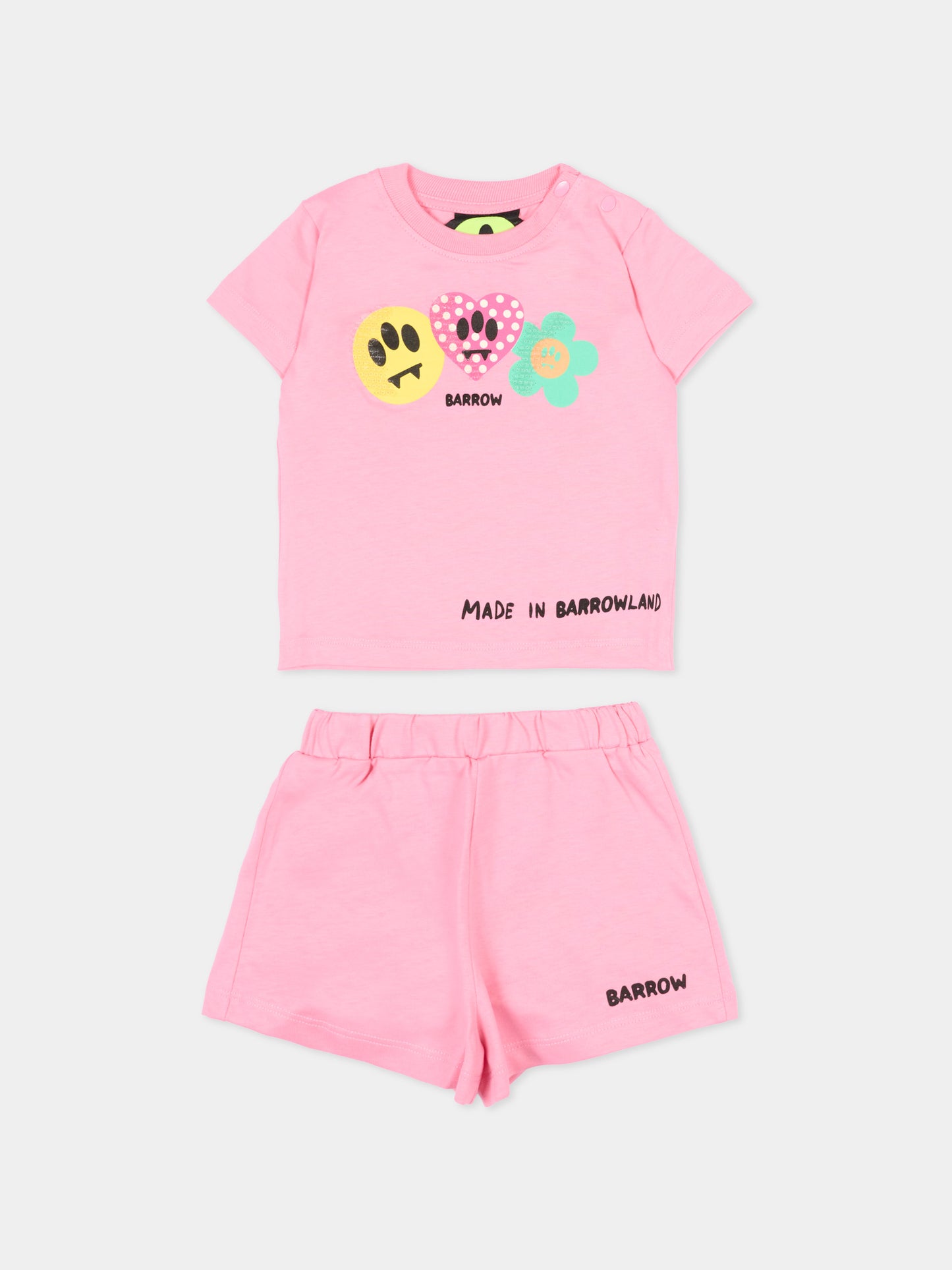 Completo sportivo rosa per neonata con stampe pop,Barrow,S6BKNGTR198 BW311