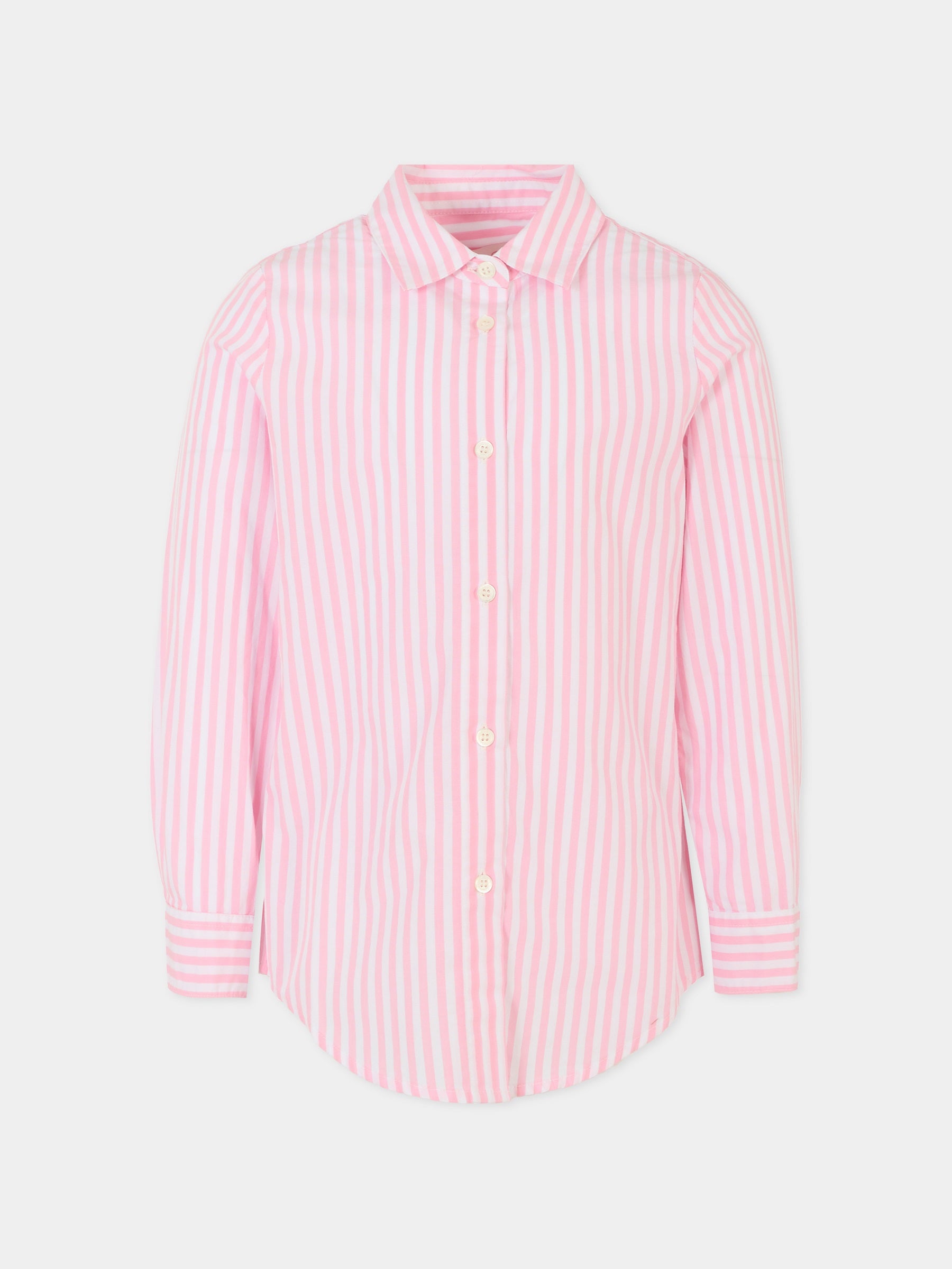 Camicia rosa per bambina con logo verde,Mc2 Saint Barth,BRIG003 03863H