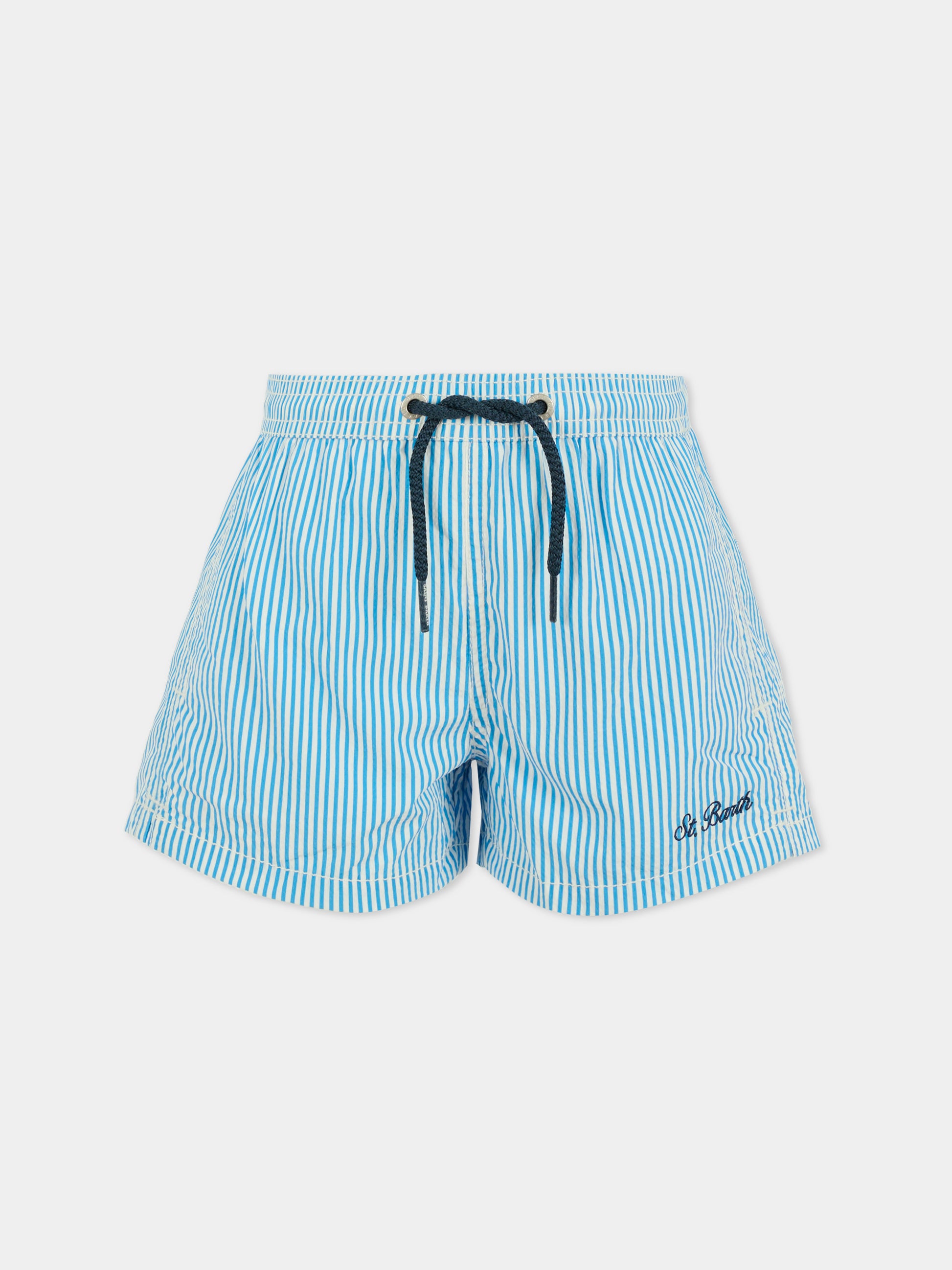 Boxer mare azzurro per bambino con logo ricamato,Mc2 Saint Barth,PATM002 01059H