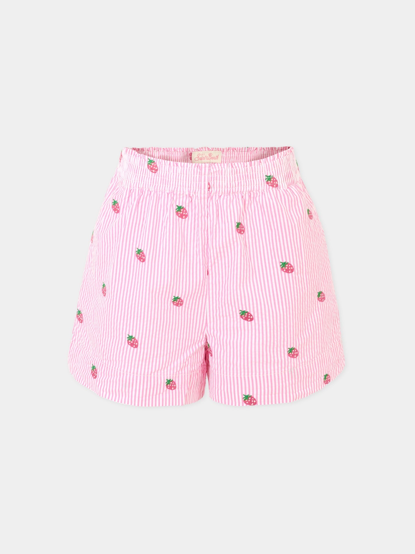 Shorts rosa per bambina con fragole ricamate,Mc2 Saint Barth,MEA001 01430H