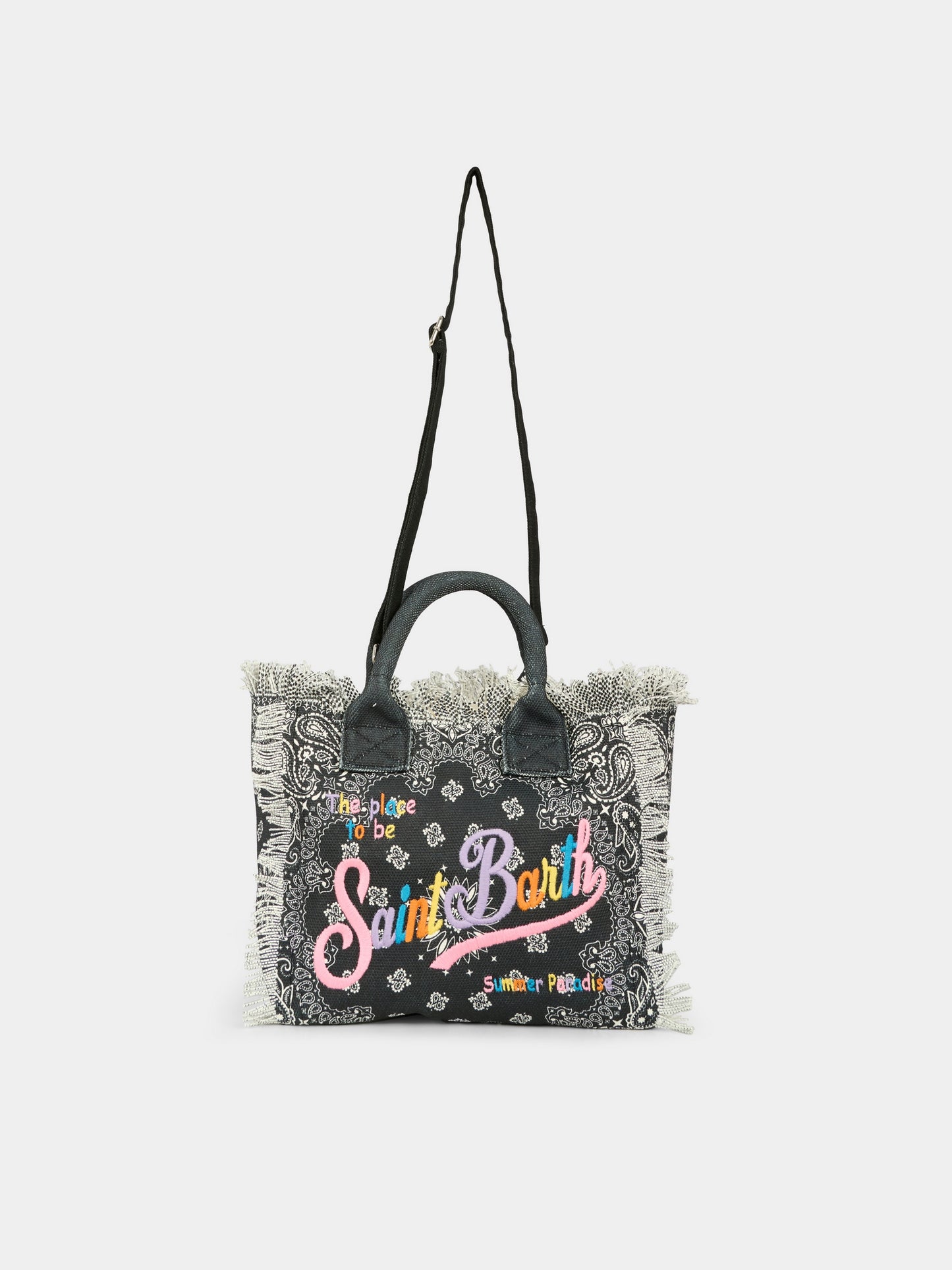 Borsa mare Colette nera per bambina con logo,Mc2 Saint Barth,COL0001 04806H