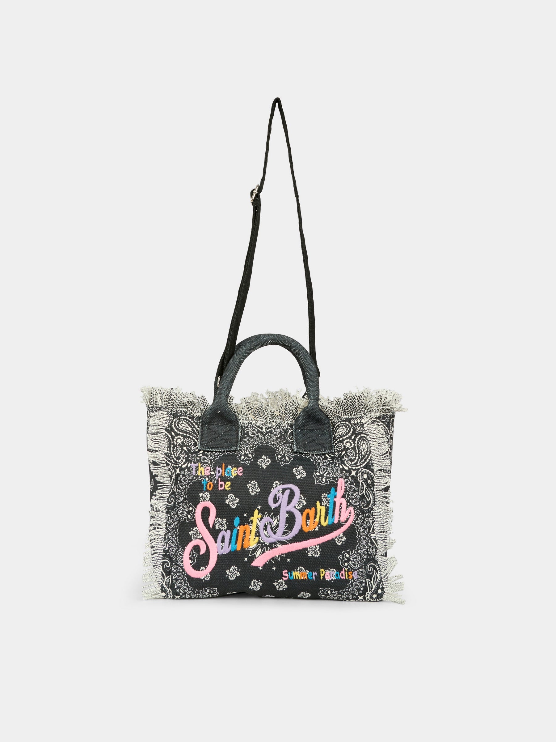 Borsa mare Colette nera per bambina con logo,Mc2 Saint Barth,COL0001 04806H