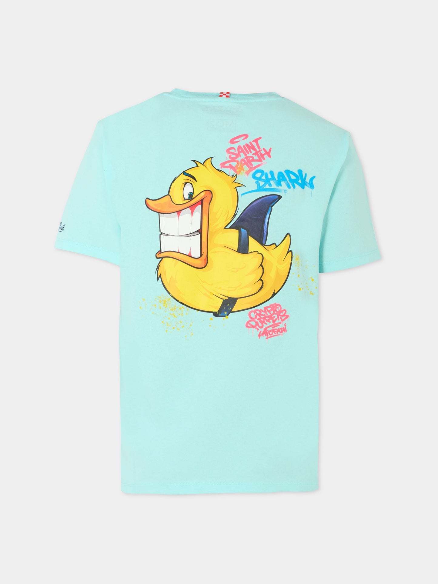 T-shirt celeste per neonato con stampa papera Crypto Puppets,Mc2 Saint Barth,POT0002 06130D