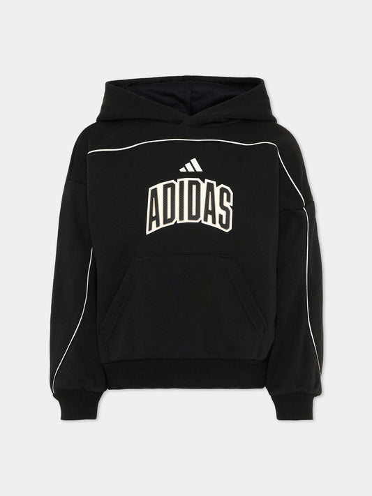 Felpa nera per bambina con logo,Adidas,KC4645