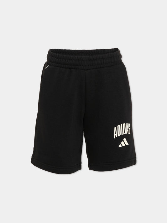 Shorts sportivi nero per bambini con logo,Adidas,KS5522