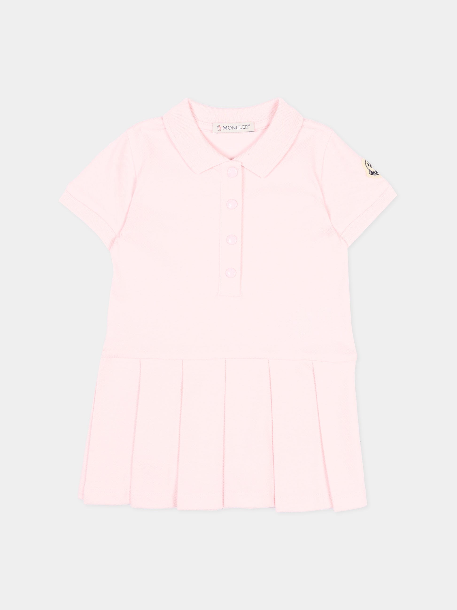 Vestito rosa per neonata con logo,Moncler Kids,L1951 8I00008 8496F 505