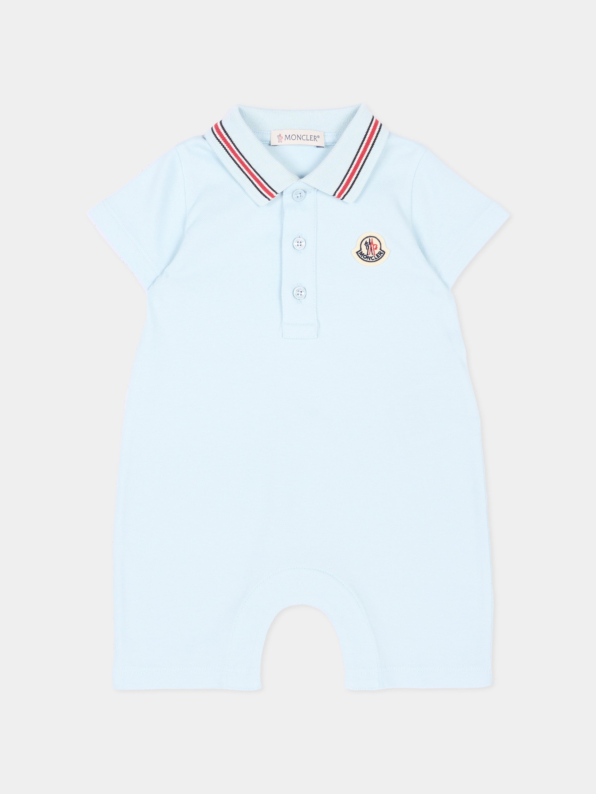 Pagliaccetto celeste per neonato con logo,Moncler Kids,L1951 8L00006 8496F 711