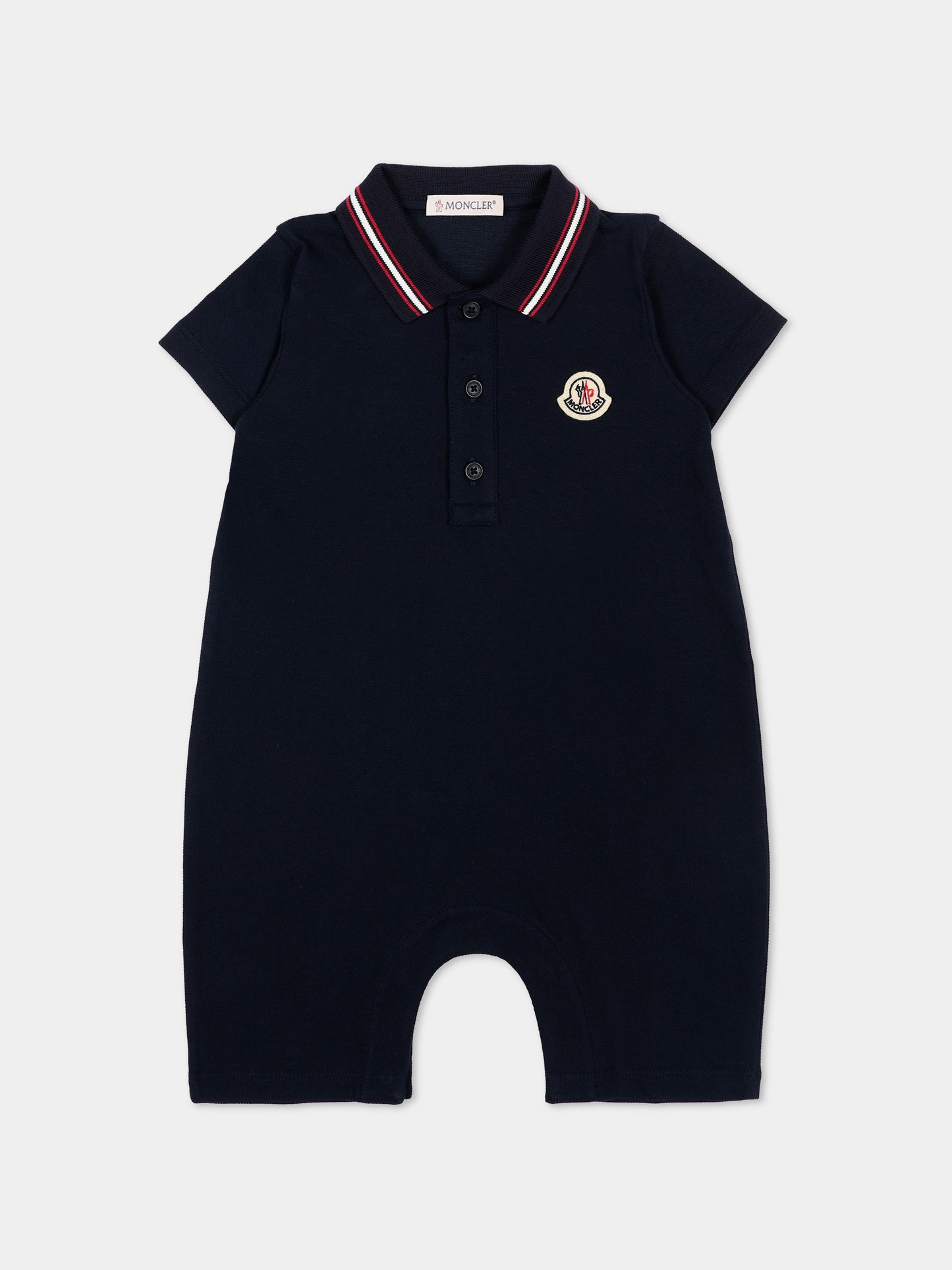 Pagliaccetto blu per neonati con logo,Moncler Kids,L1951 8L00006 8496F 778