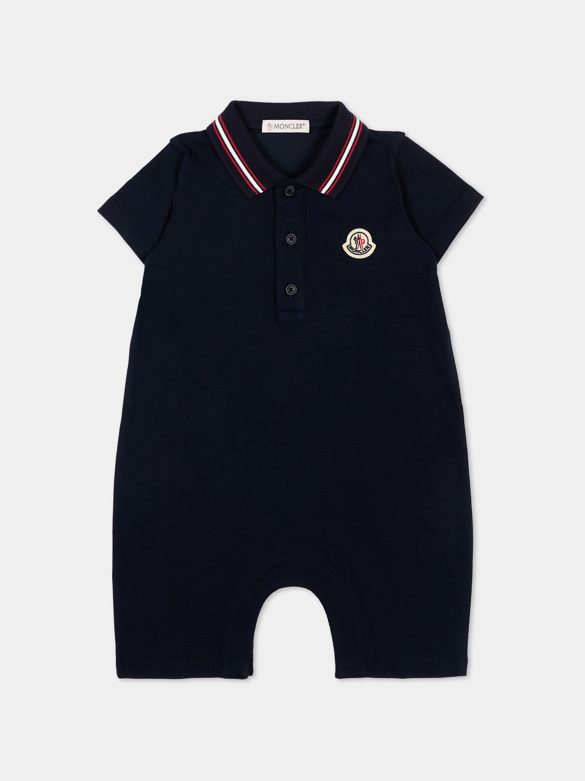 Pagliaccetto blu per neonati con logo,Moncler Kids,L1951 8L00006 8496F 778