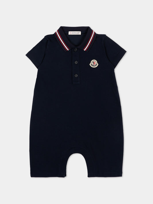 Pagliaccetto blu per neonati con logo,Moncler Kids,L1951 8L00006 8496F 778
