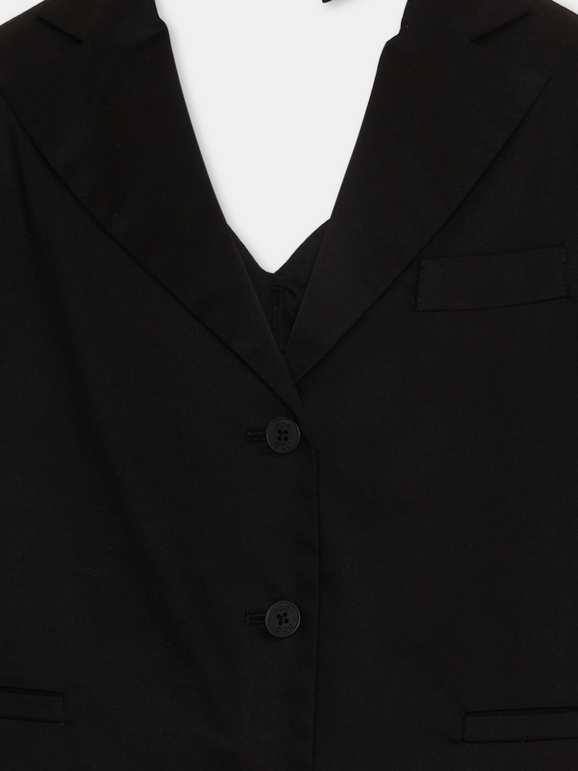 Giacca nera per bambina con maxi fiocco,Douuod Kids,DY2A04-G0197 930