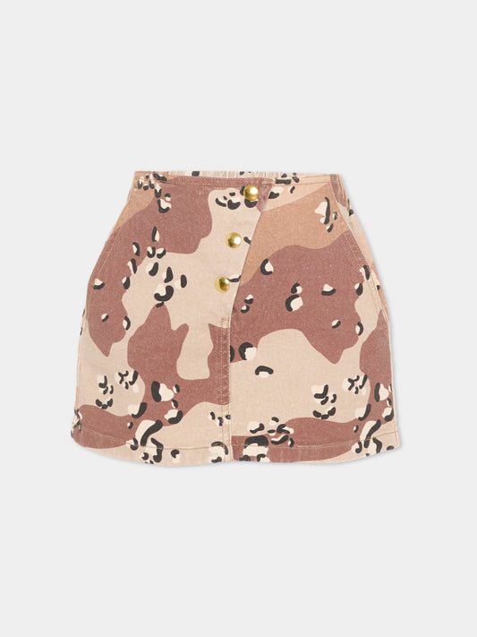 Gonna beige per bambina camouflage,Douuod Kids,DY7A81-Z3843 108MA