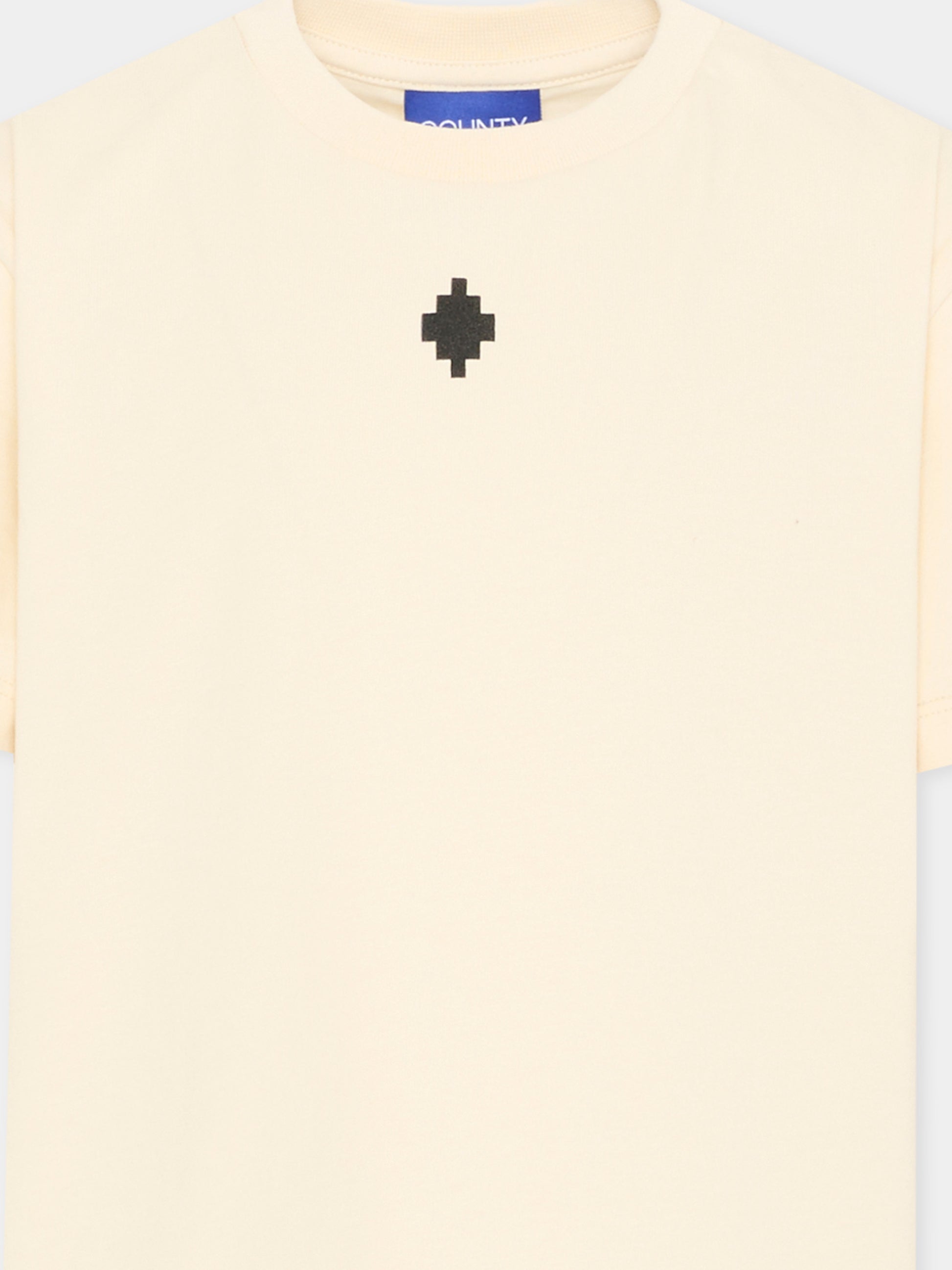 T-Shirt beige per bambino con logo,County Of Milan Kids,S6CMJBTH008 412