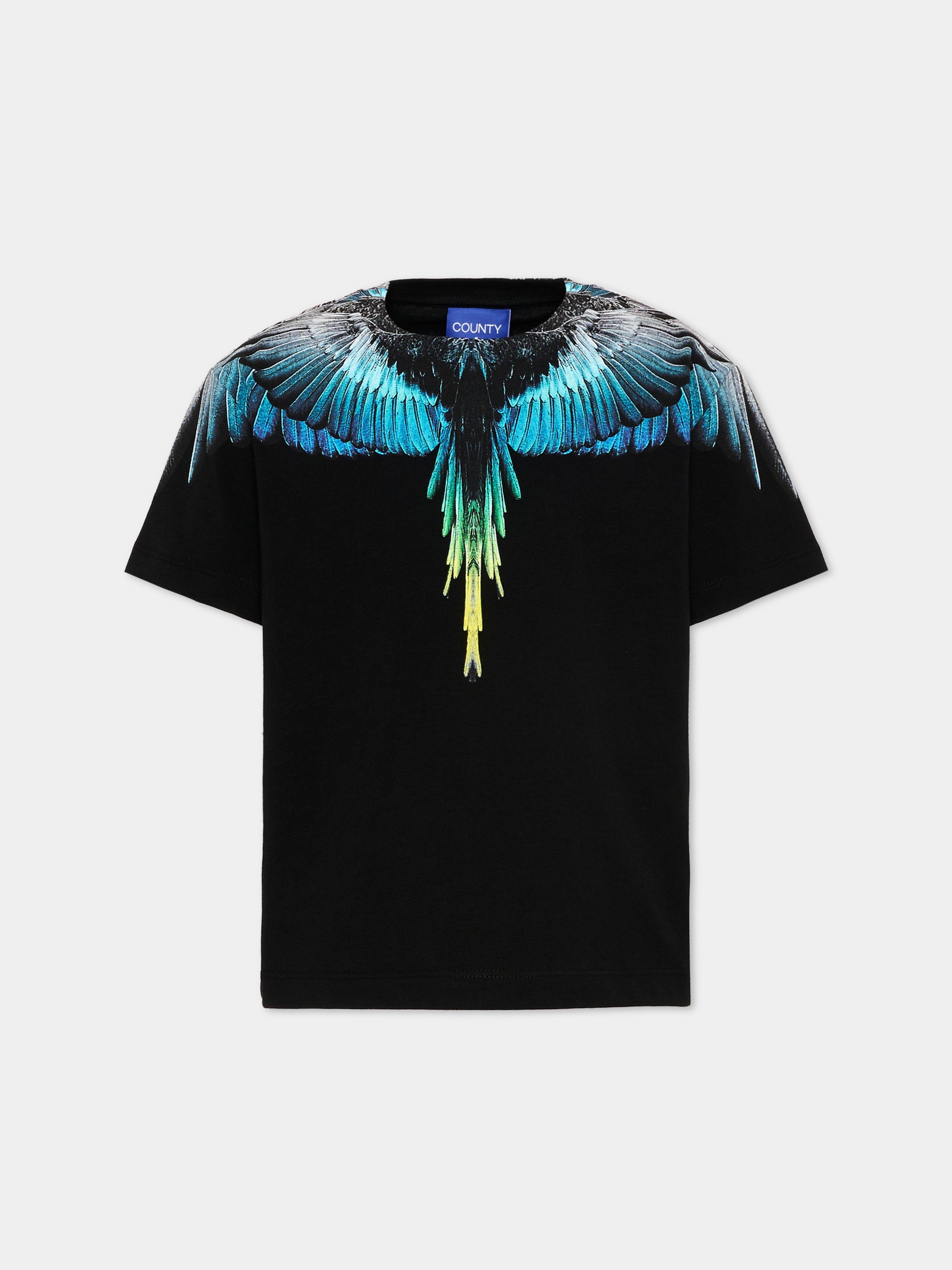 T-shirt nera per bambino con ali,County Of Milan Kids,S6CMJBTH017 110