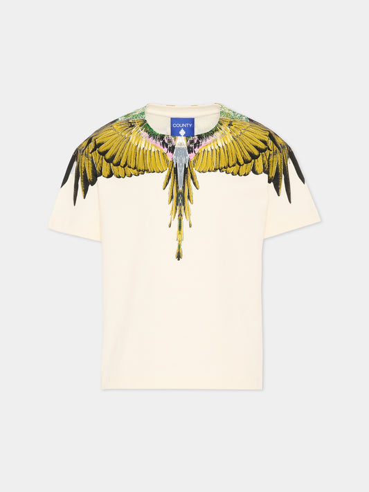 T-shirt bianca per bambino con ali,County Of Milan Kids,S6CMJBTH021 412