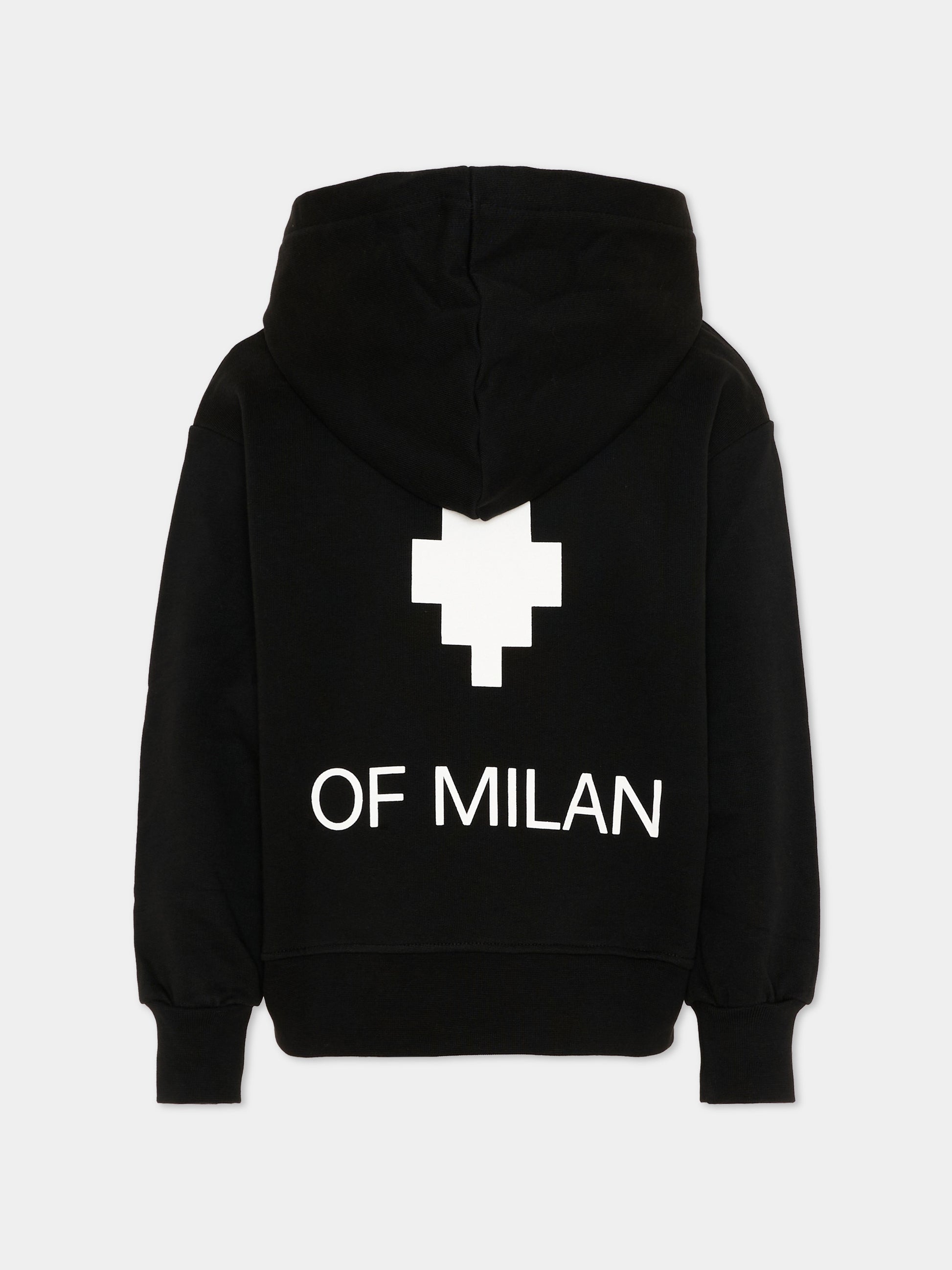 Felpa con cappuccio nera per bambino con logo,County Of Milan Kids,S6CMJBZH006 110