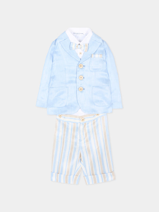 Completo elegante celeste per neonato,Colorichiari,MN568452 4884A 53