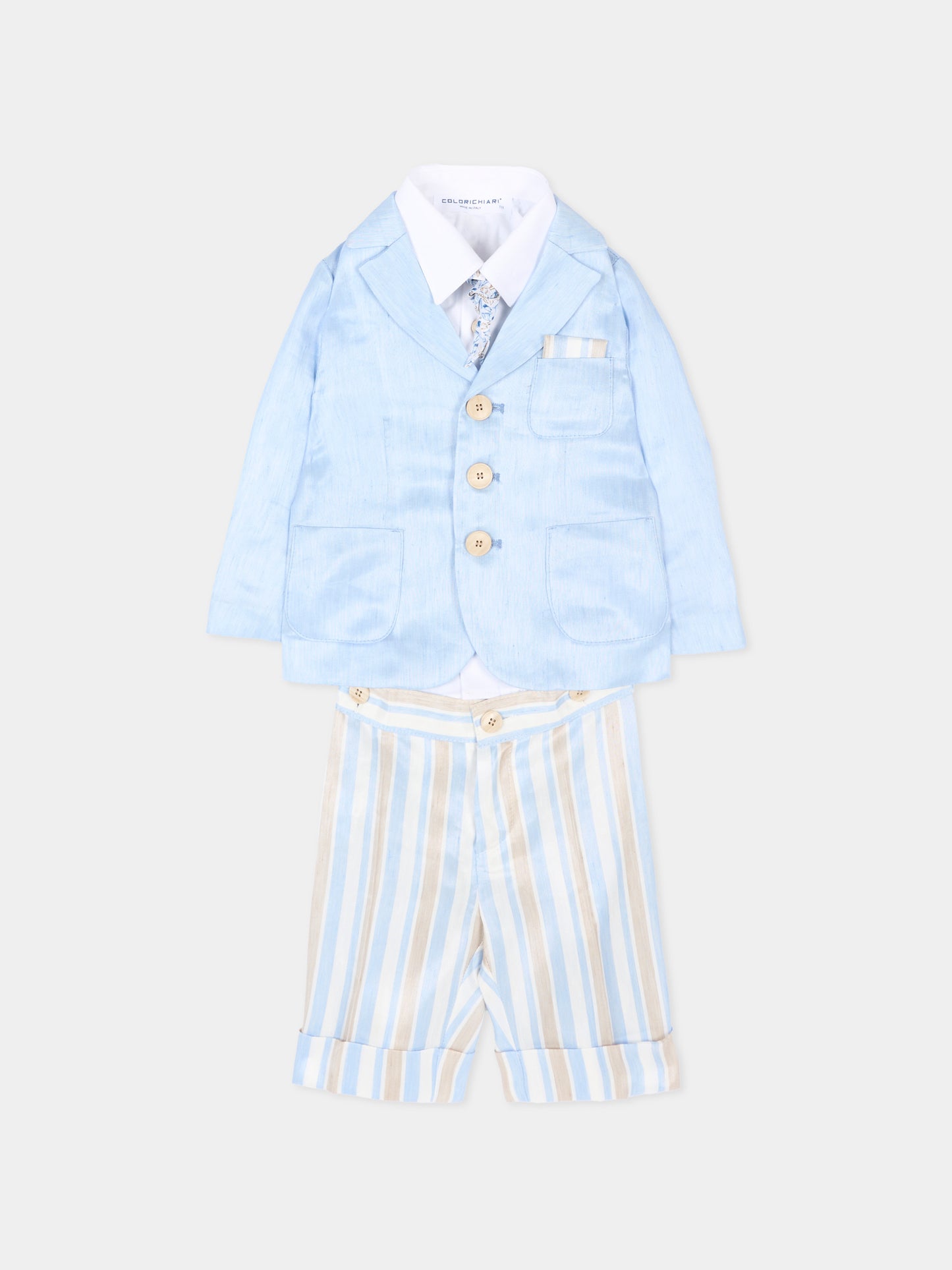 Completo elegante celeste per neonato,Colorichiari,MN568452 4884A 53