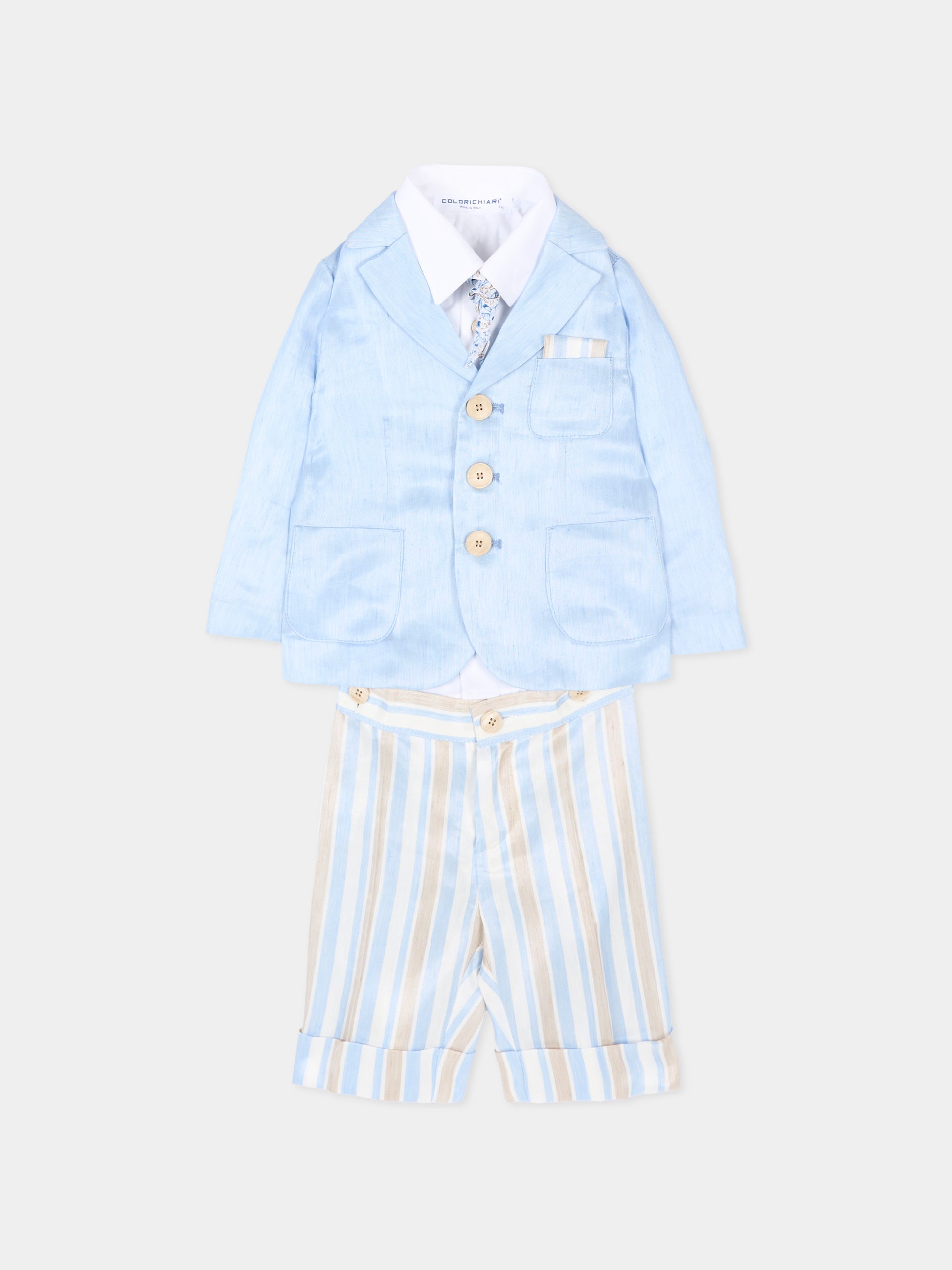 Completo elegante celeste per neonato,Colorichiari,MN568452 4884A 53