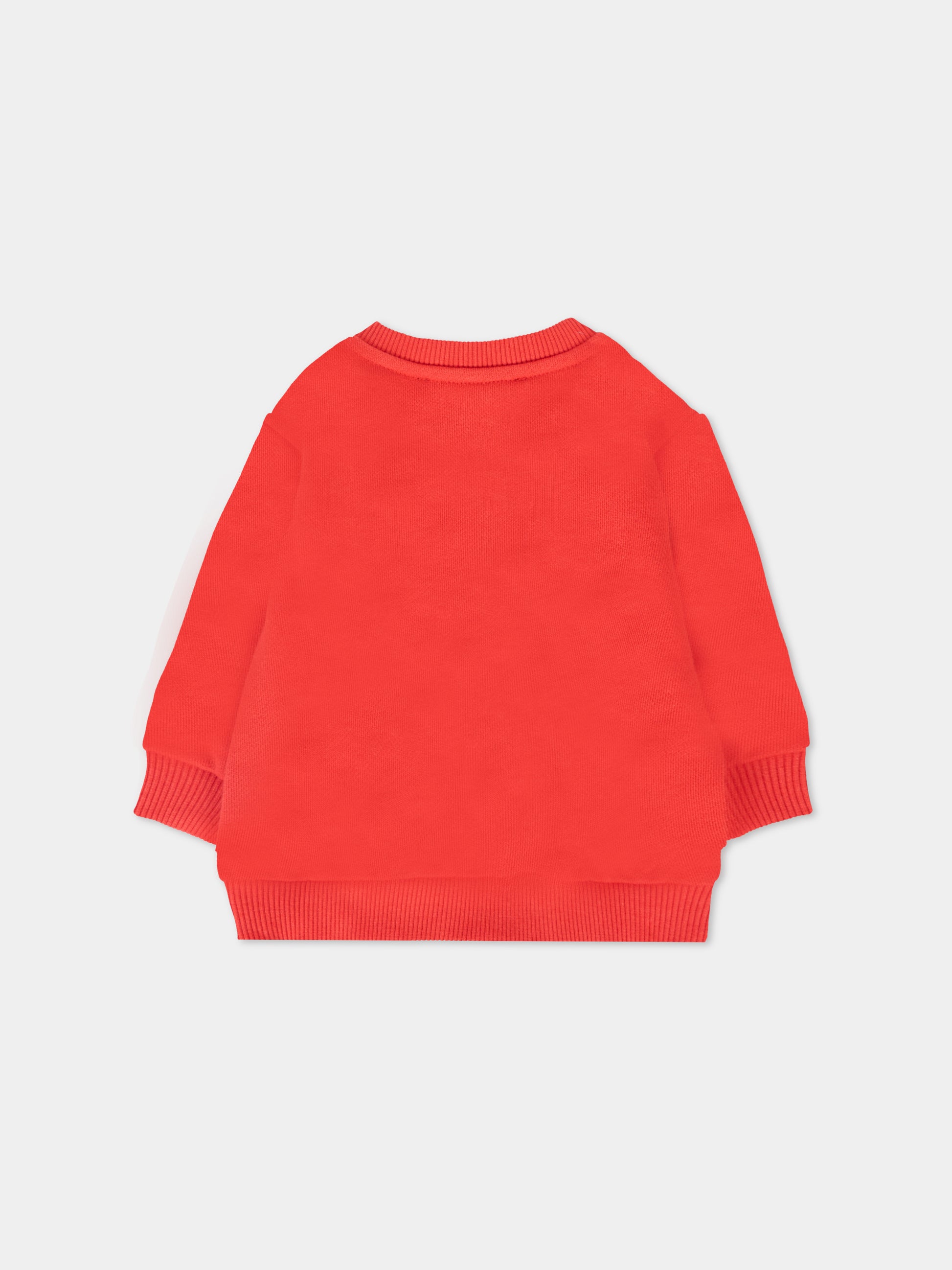Felpa rossa per neonati con logo,Balmain Kids,6R4520 Z0001 414