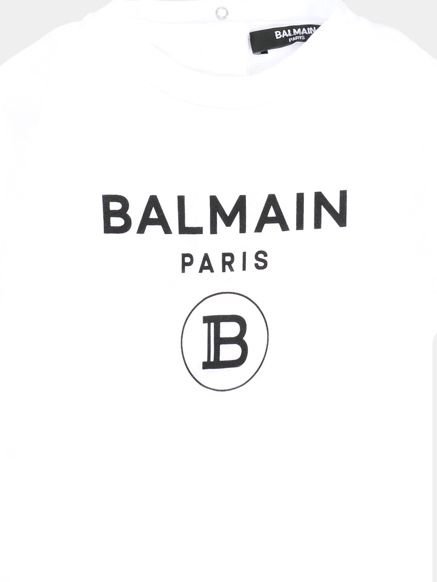 T-shirt bianca per neonati con loghi neri,Balmain Kids,6R8621 Z0112 100NE