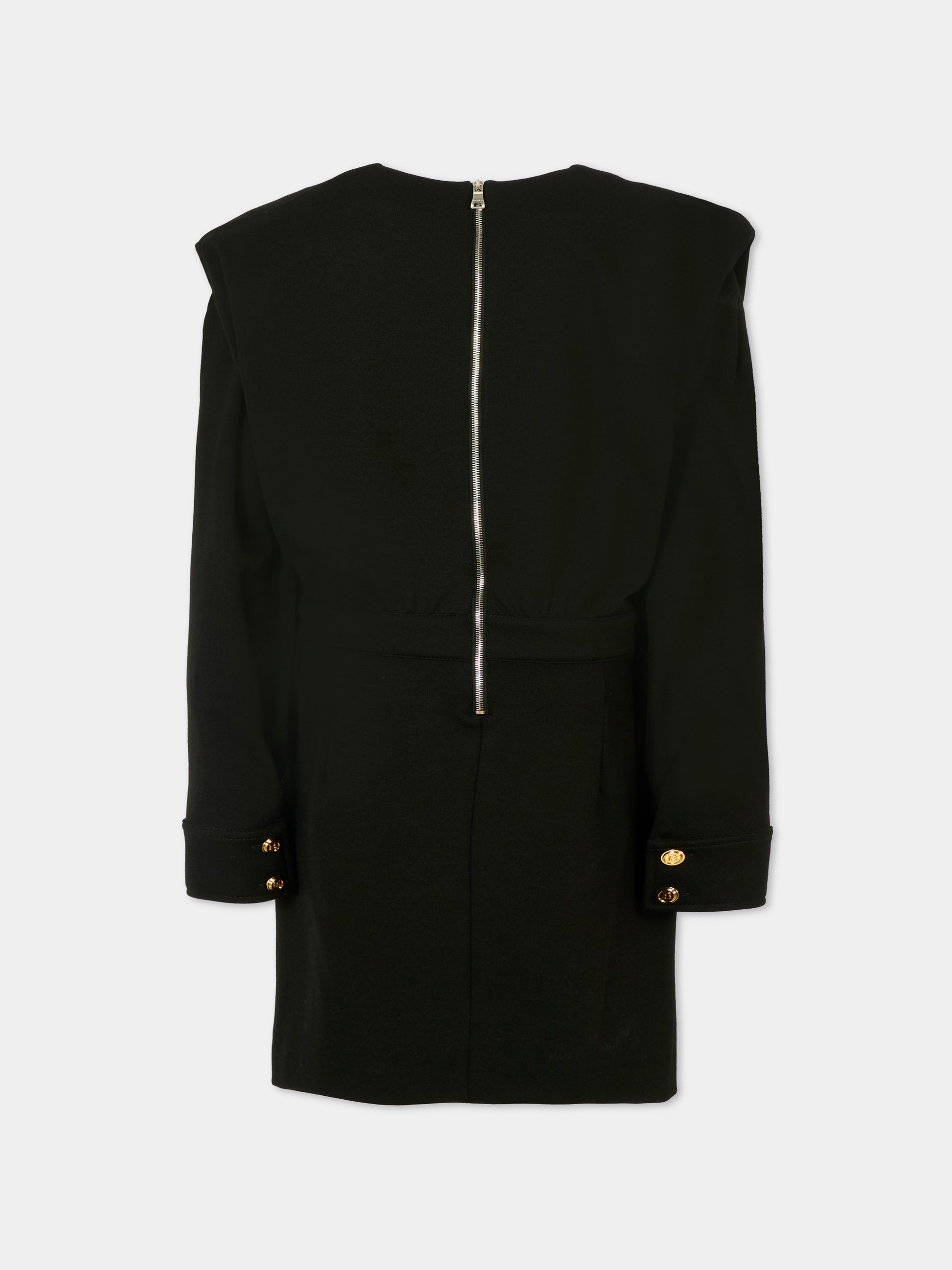 Vestito nero per bambina con logo,Balmain Kids,6R1C70 J0035 930BC