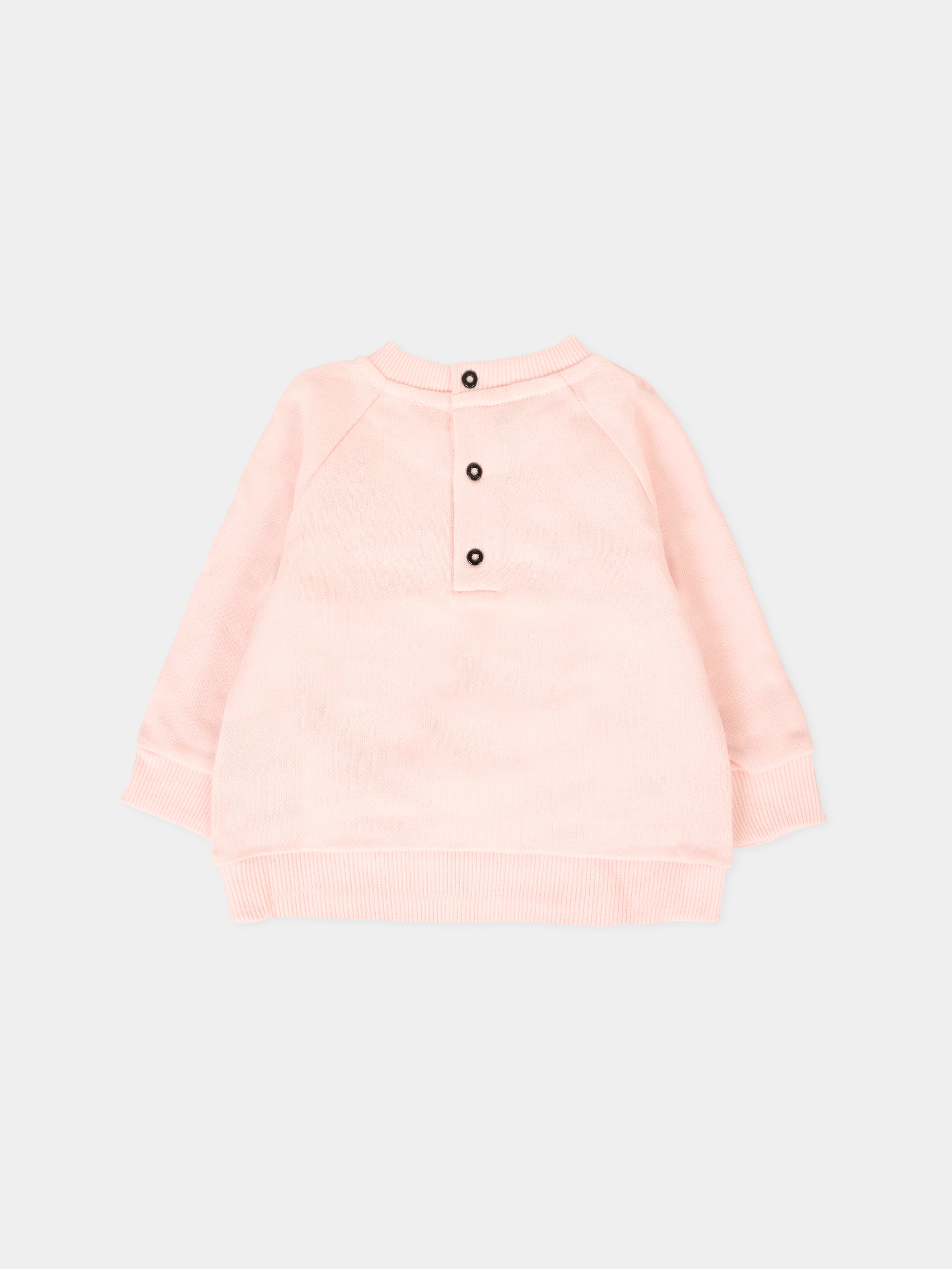 Felpa rosa per neonata con logo nero,Balmain Kids,6R4020 Z0001 539NE