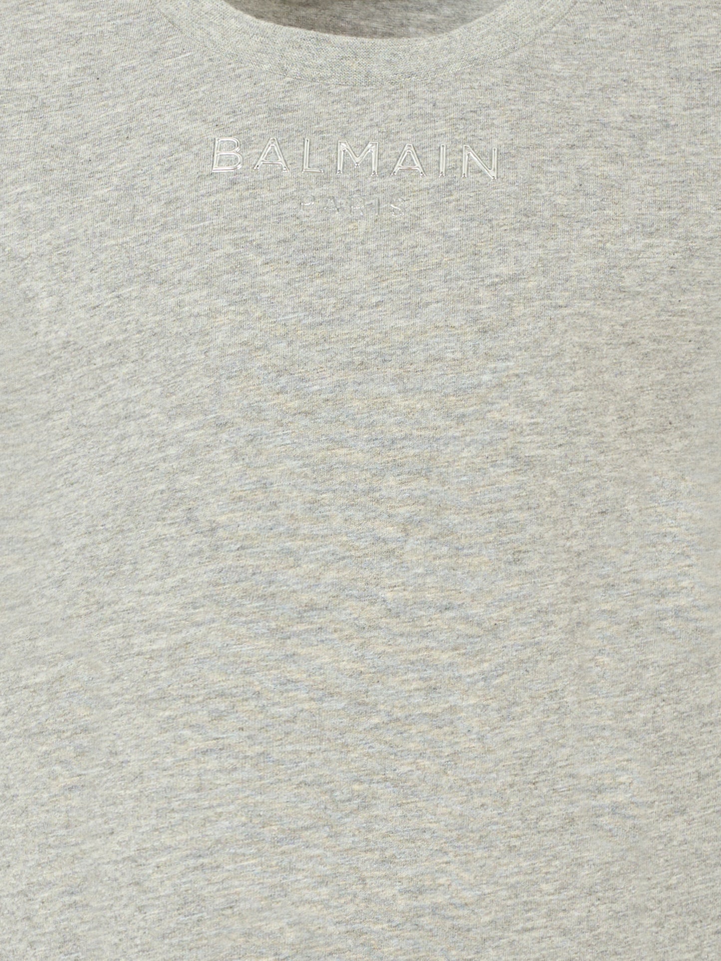 T-shir grigia per bambini con logo argentato,Balmain Kids,BT8Q41 Z0207 904