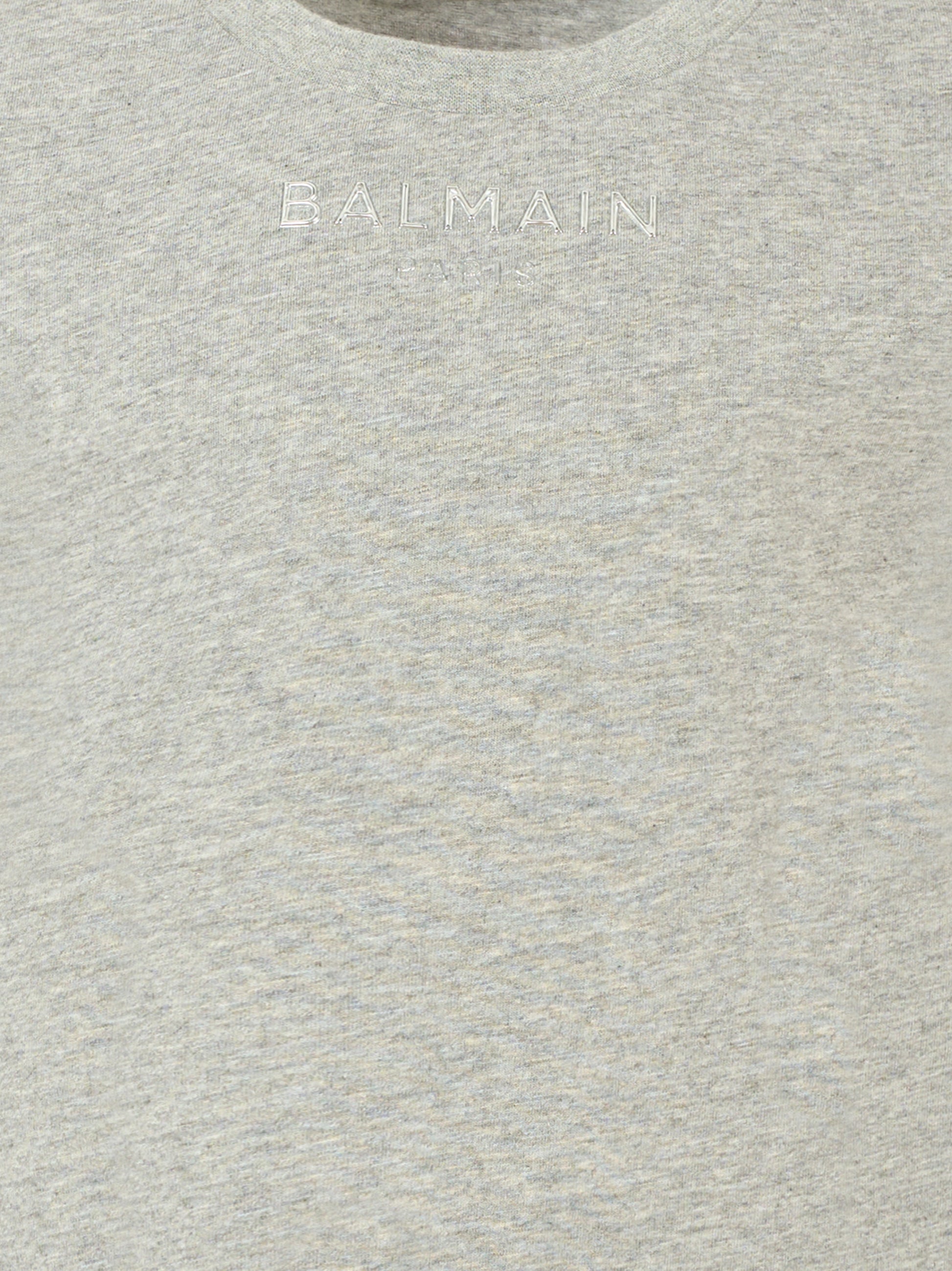 T-shir grigia per bambini con logo argentato,Balmain Kids,BT8Q41 Z0207 904