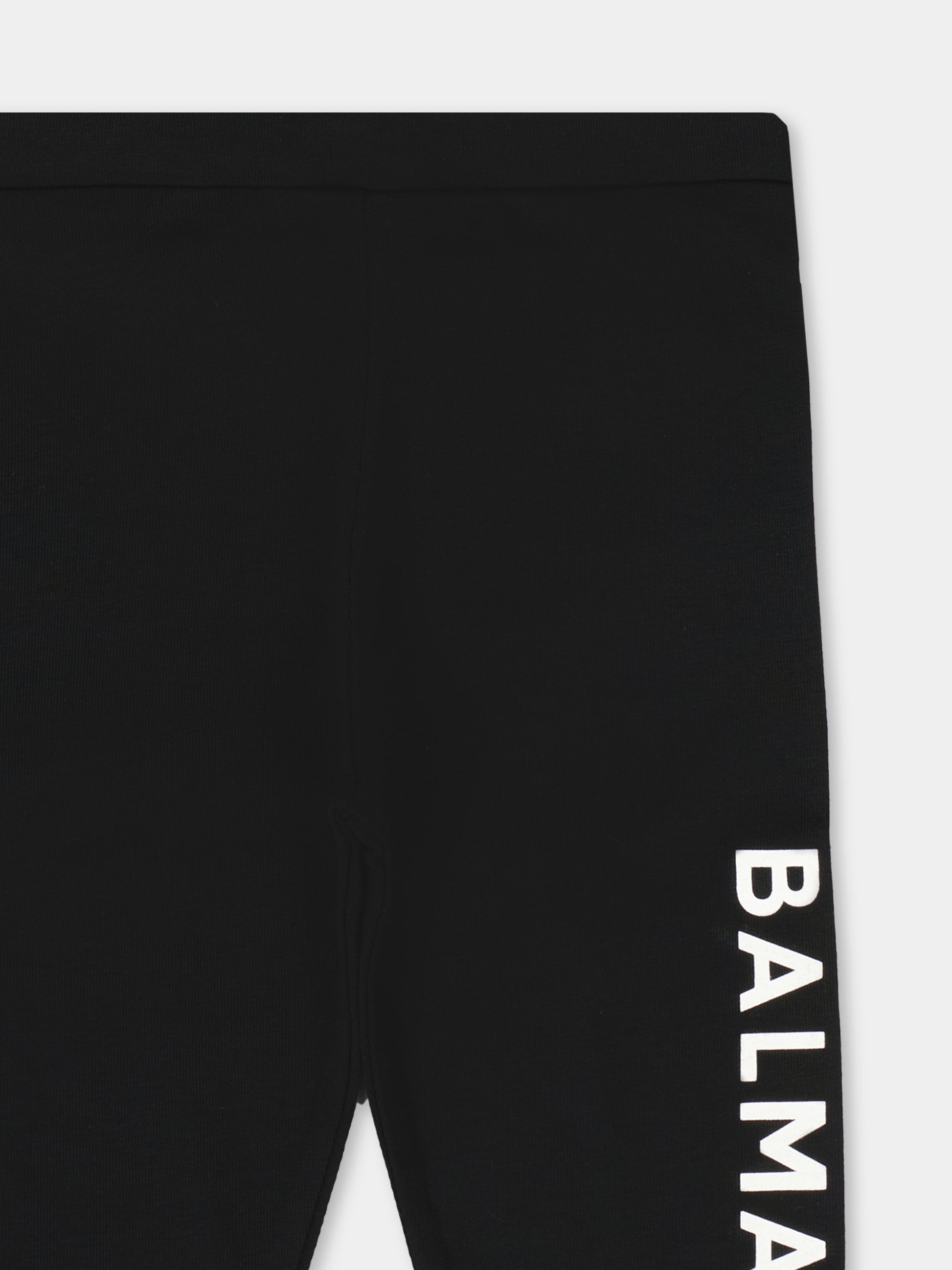 Leggings neri per neonata con logo,Balmain Kids,BT6020 Z1532 930BC