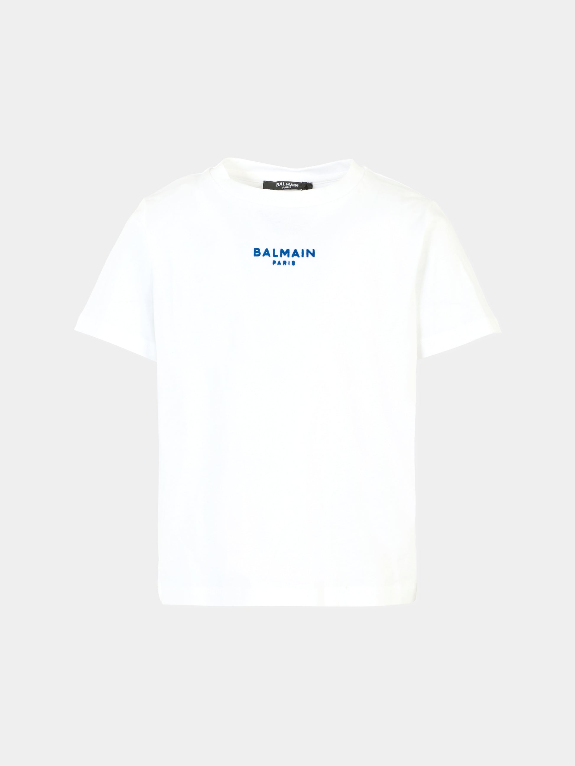T-shirt bianca per bambini con logo,Balmain Kids,BT8P11 Z0116 100BL