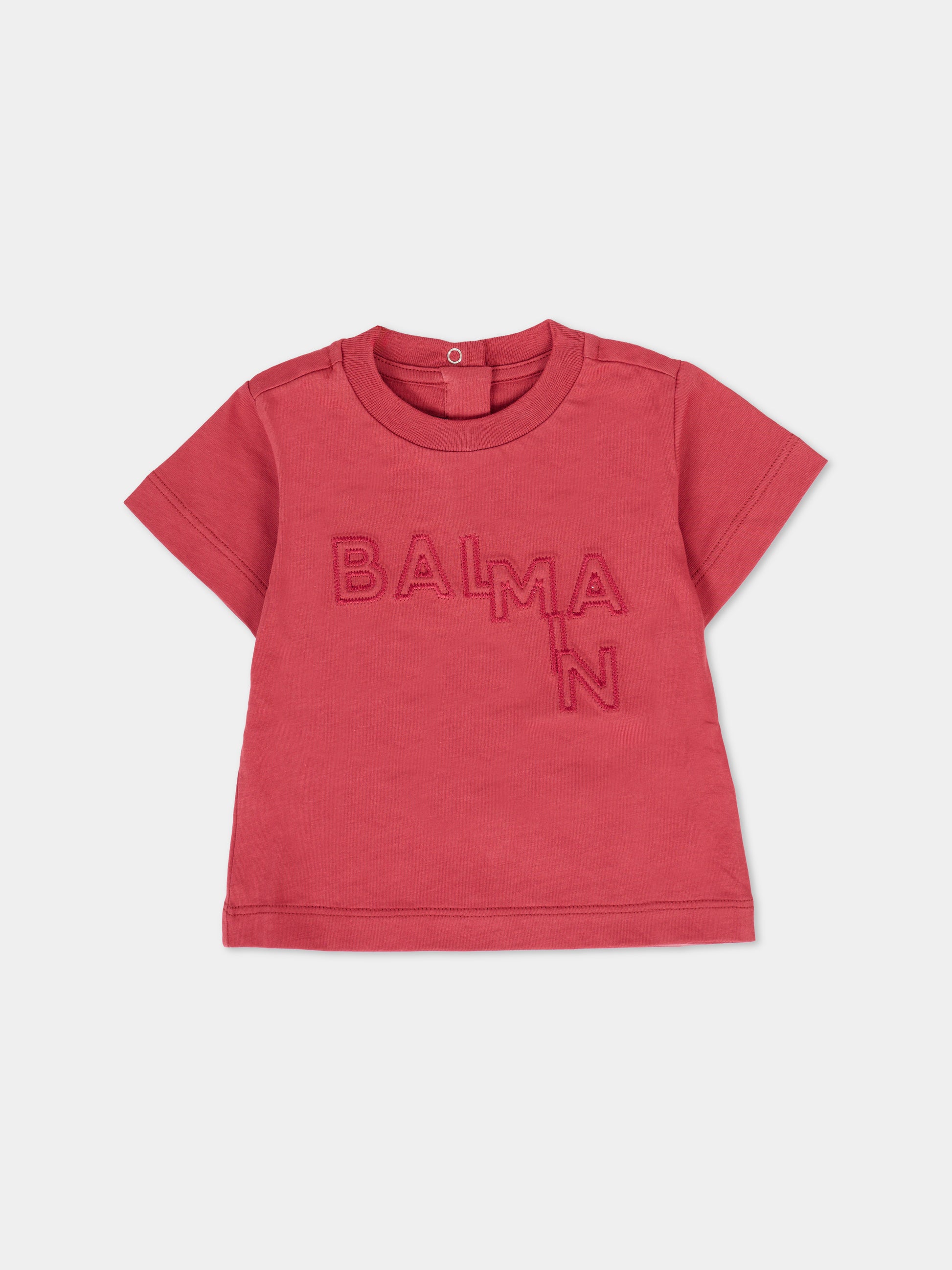 T-shirt rossa per neonato con logo,Balmain Kids,BT8591 Z0082 427