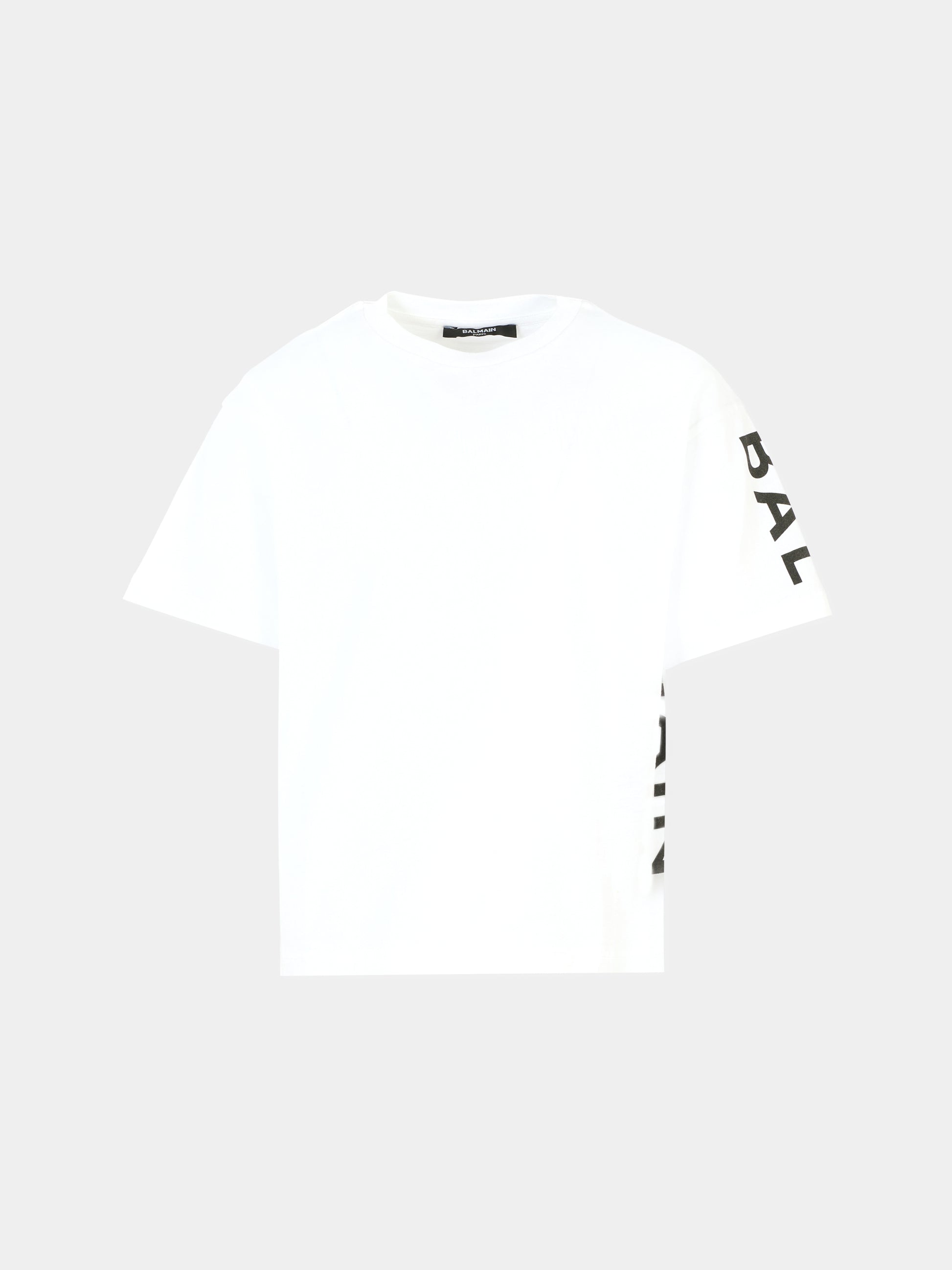 T-shirt bianca per bambini con logo,Balmain Kids,BT8P51 Z0082 100NE