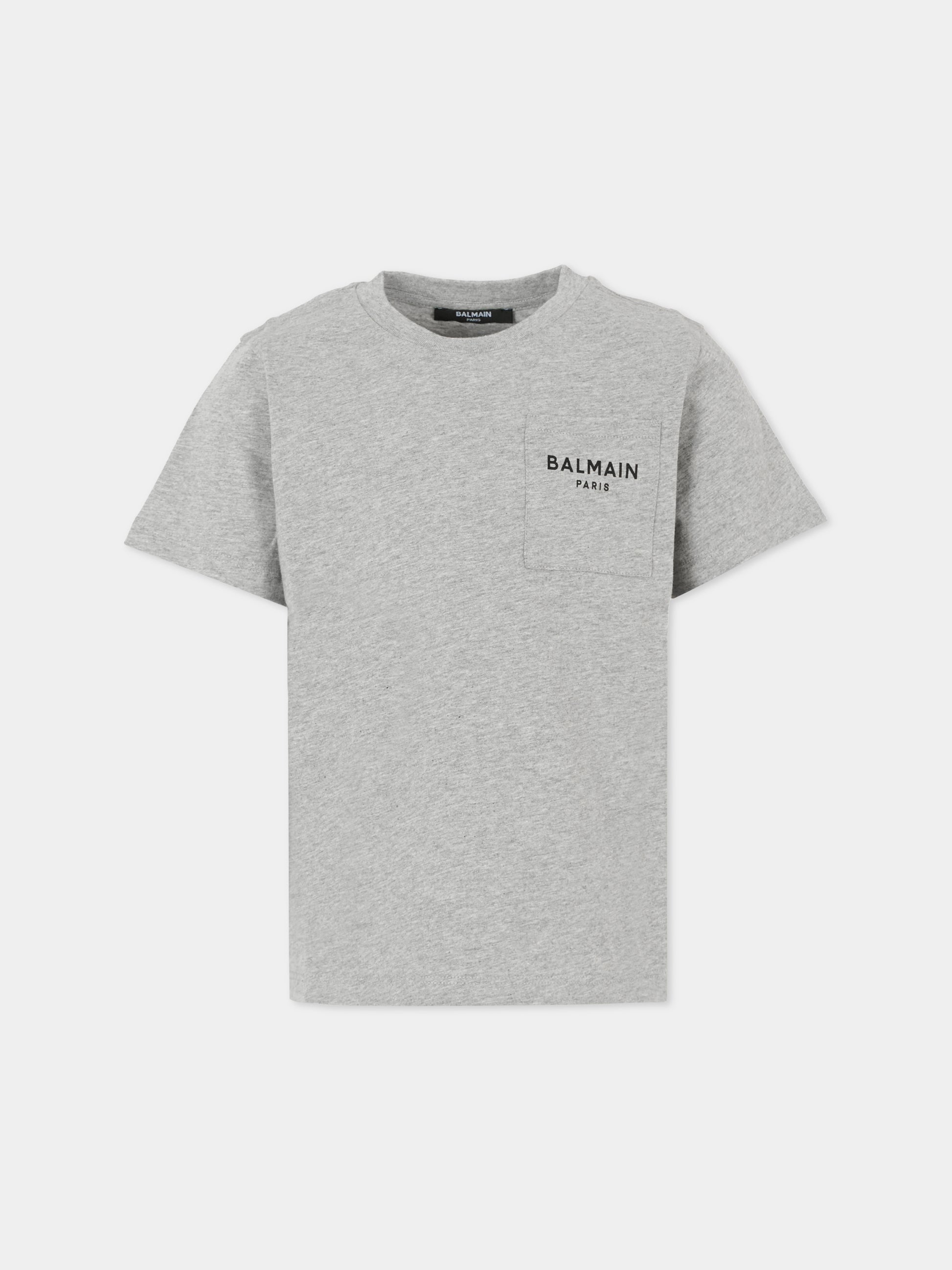 T-shirt grigia per bambini con logo,Balmain Kids,BT8P21 Z0207 904
