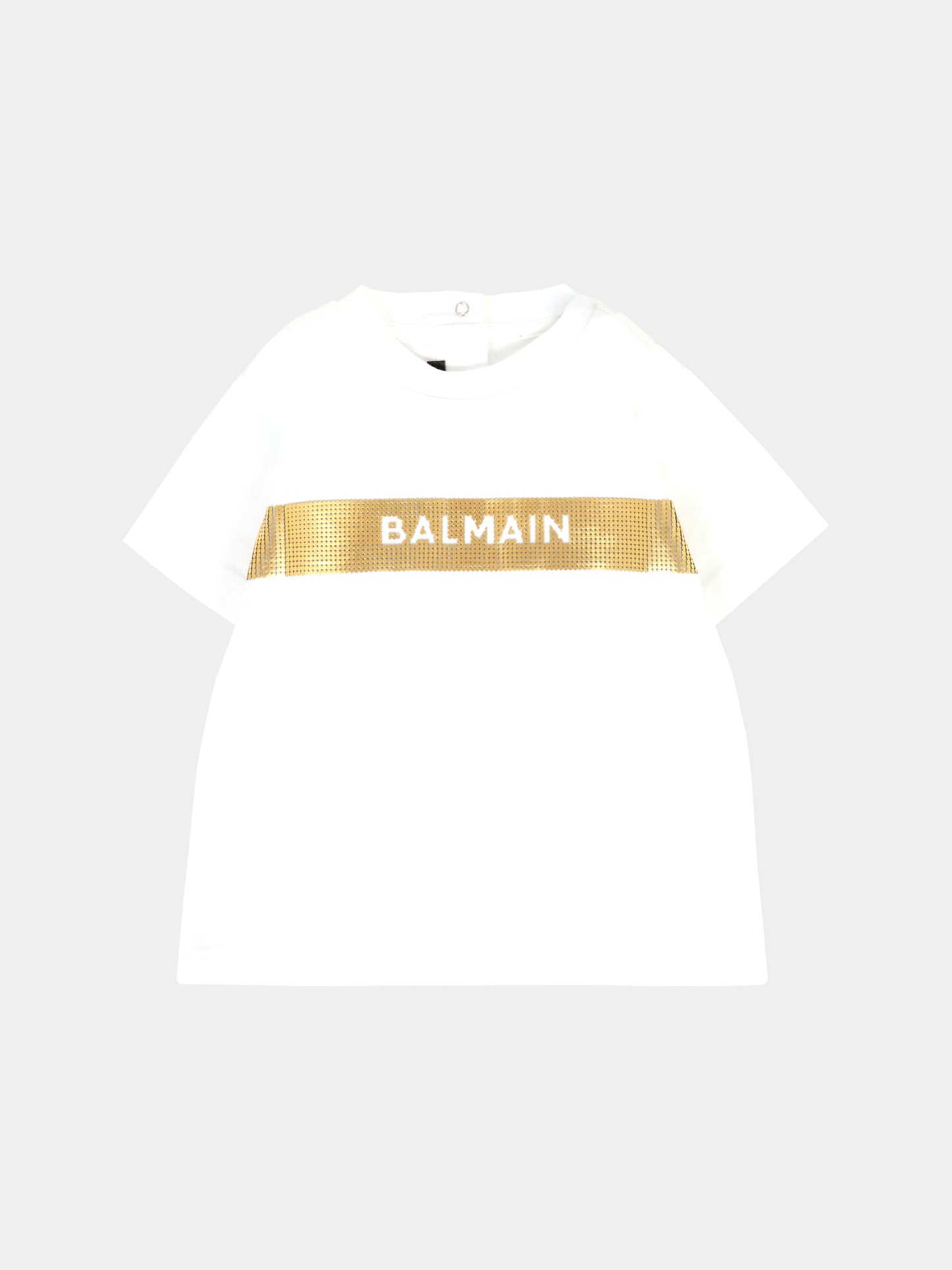 T-shirt bianca per neonati con logo,Balmain Kids,BT8641 Z0082 100OR