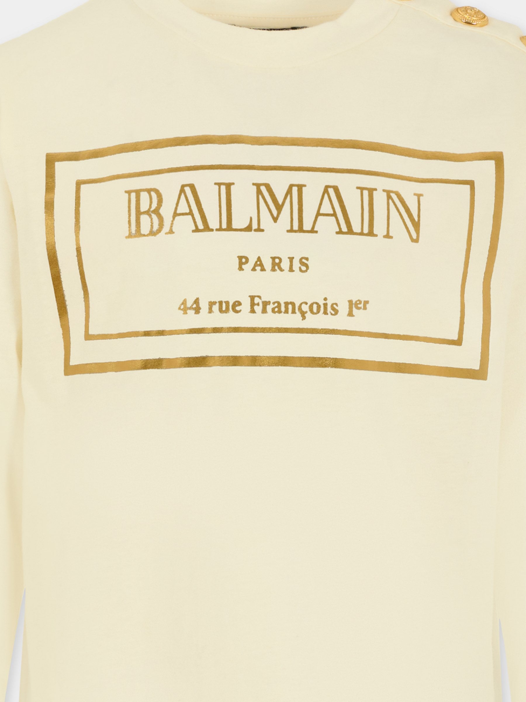 T-shirt avorio per bambini con logo,Balmain Kids,BT8R70 Z1764 102OR