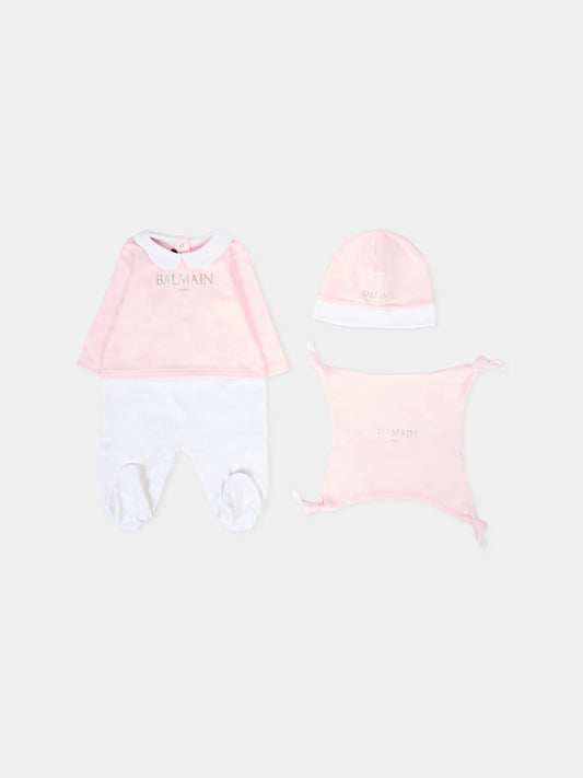 Set rosa per neonata con logo,Balmain Kids,BTB630 Z1769 540BC